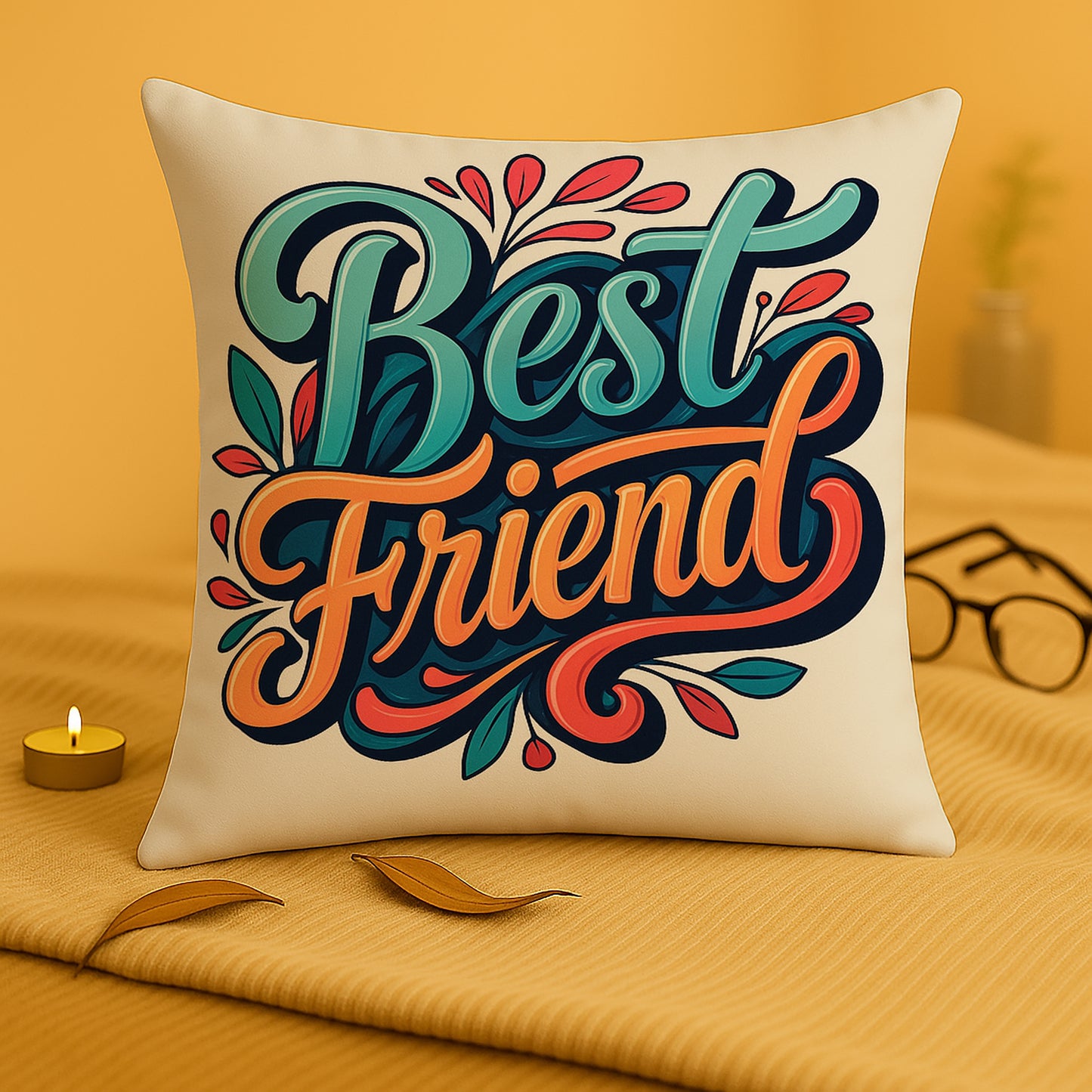 Best Friend Design Cushion (12x12 inches) Pack of 1