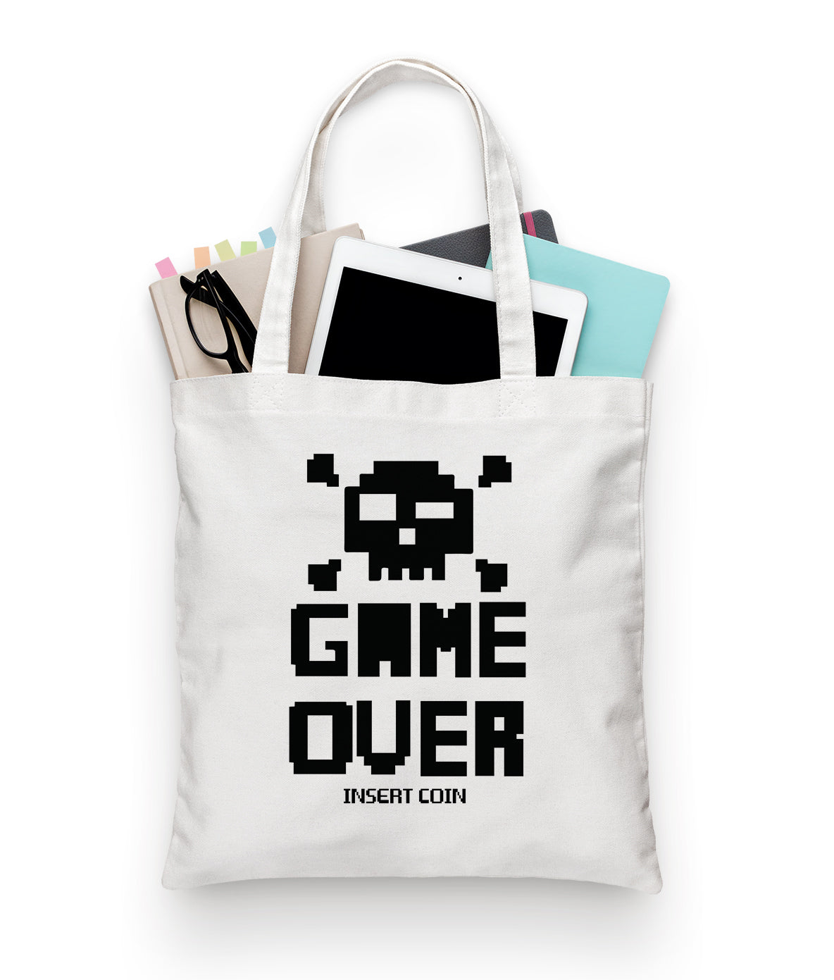 Game Over Design Tote Bag (14 X 16 Inches) For Shopping, College, Travel