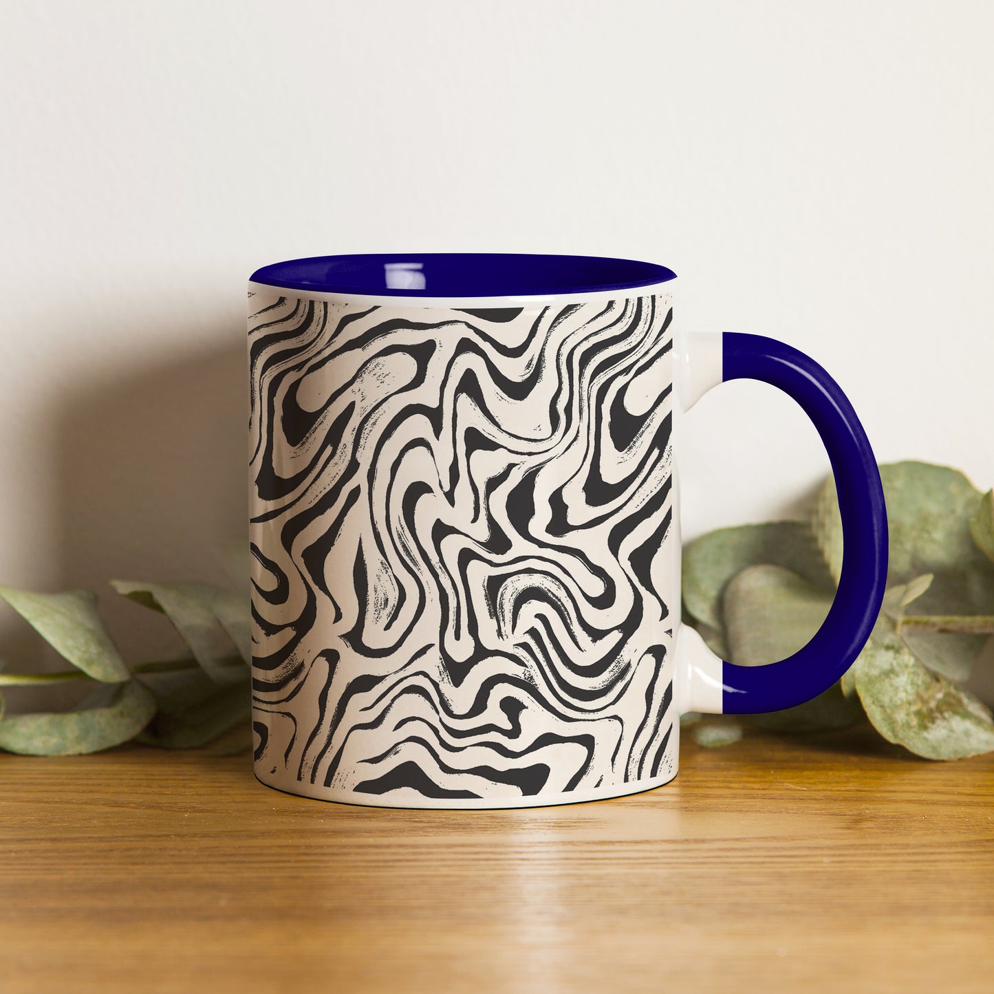 Curated pattern design Pattern Dark Blue Handle 330 ml Coffee Mug