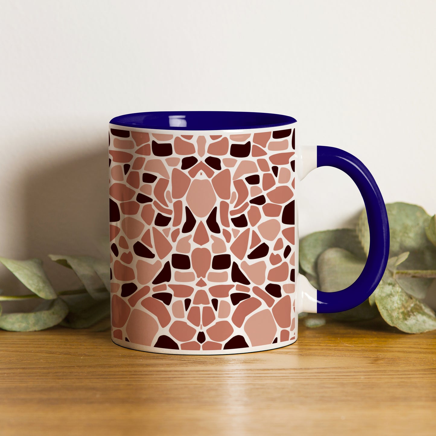 Stone seamless Pattern Dark Blue Handle 330 ml Coffee Mug