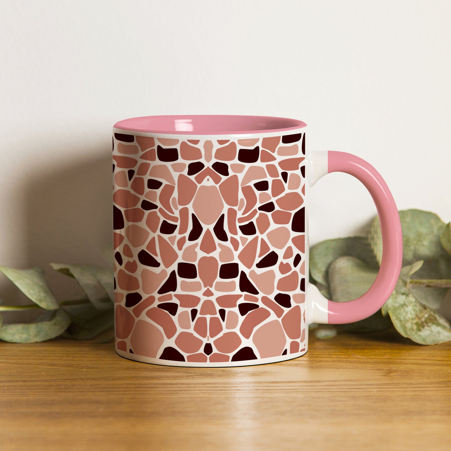 Stone seamless Pattern Lite Pink Handle 330 ml Coffee Mug