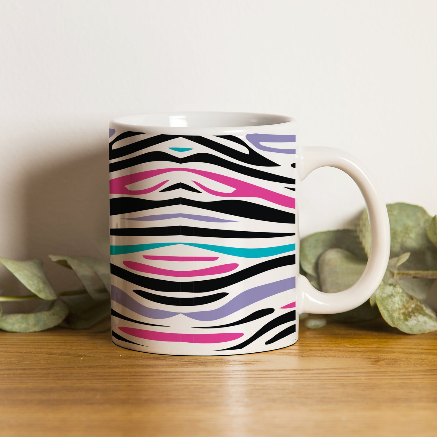 Colorful Tiger Skin with Waving effect White 330 ml Coffee Mug