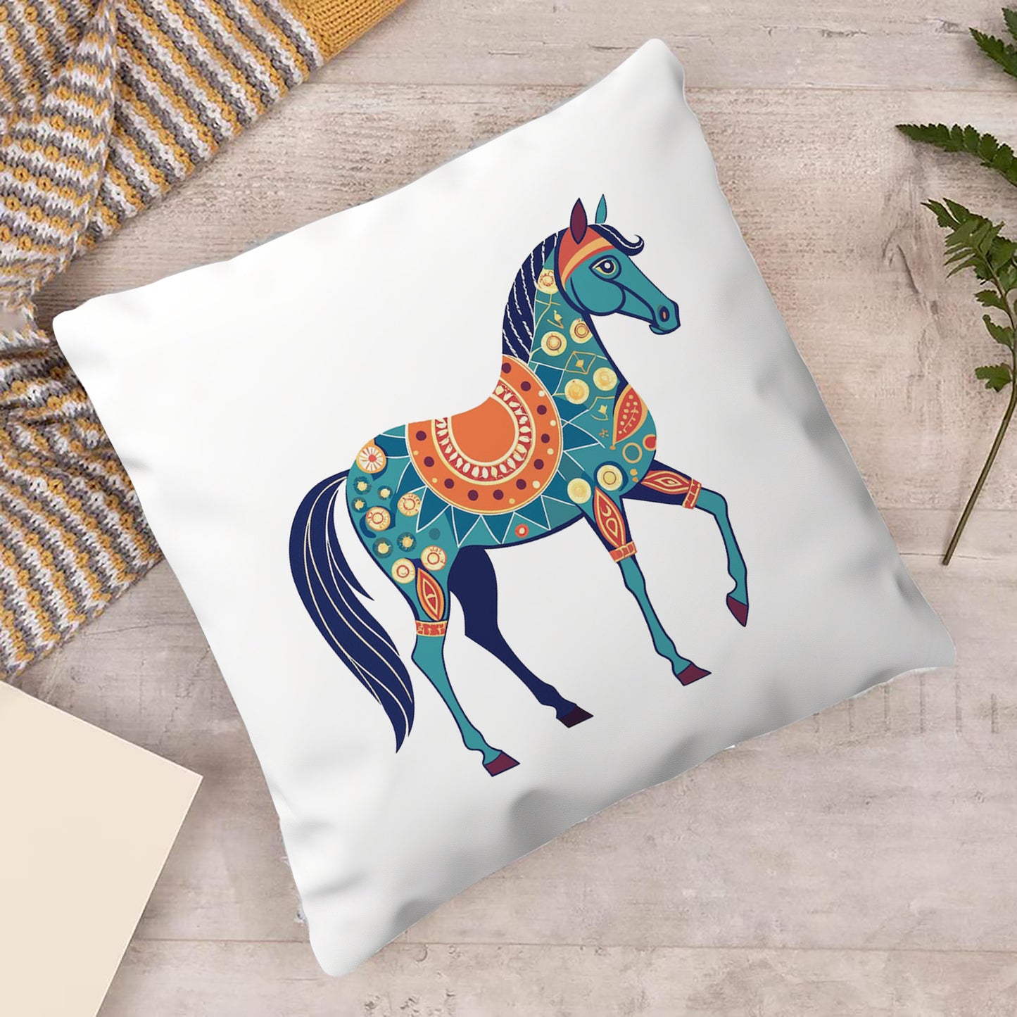 Colorful horse design Cushion (12x12 inches) Pack of 1