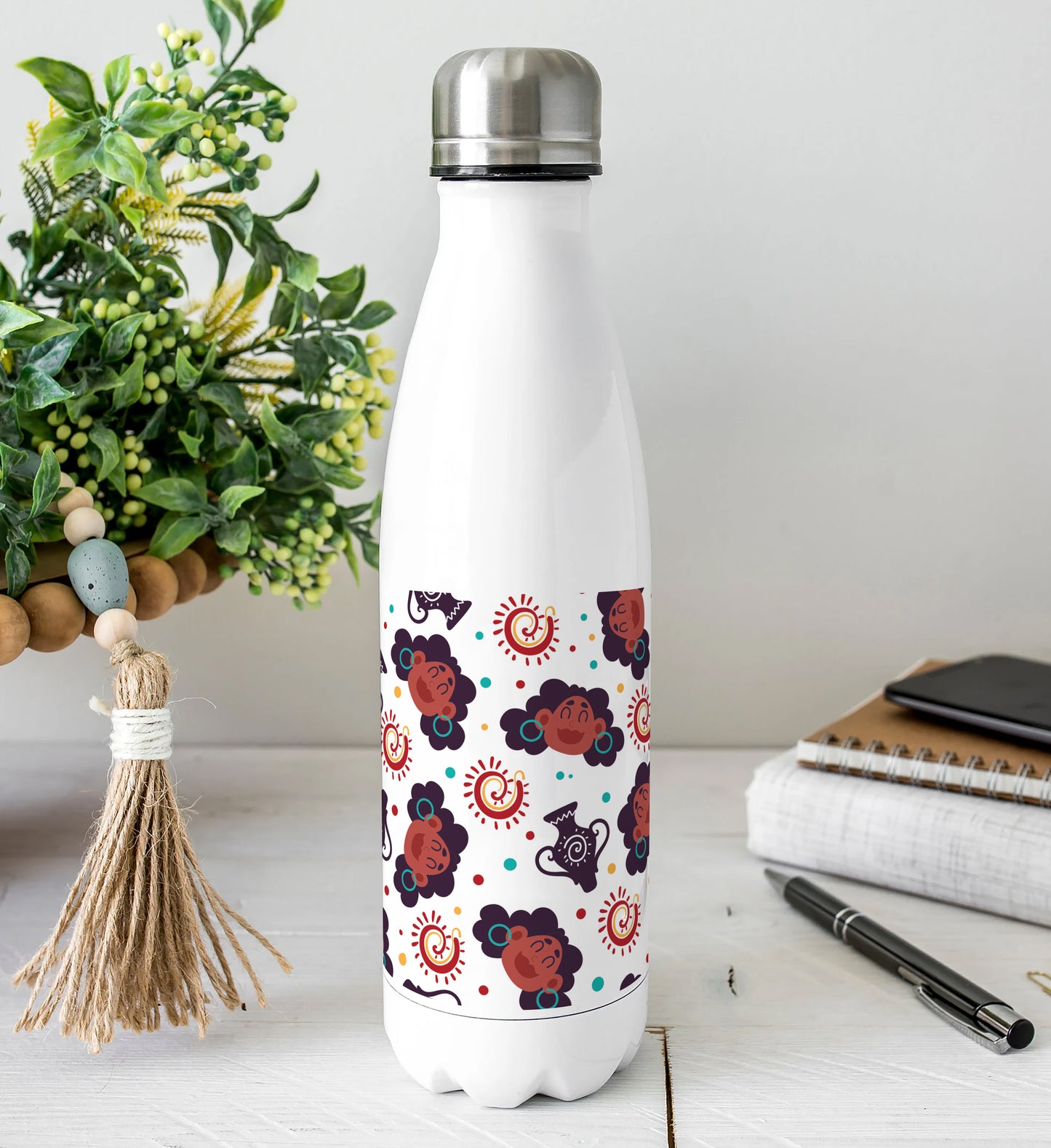 Flat african pattern Cola Bottle 500ml School Bottle, Picnic Bottle, Leak Proof