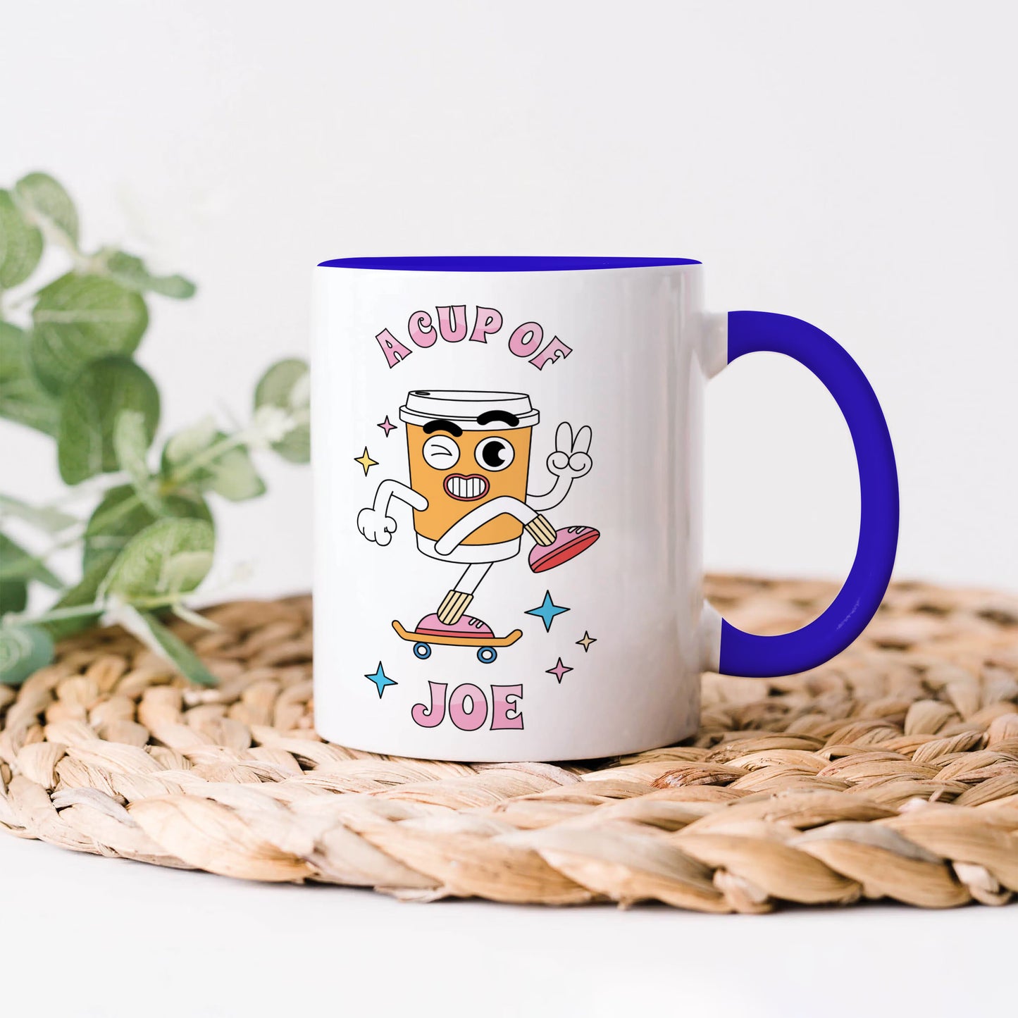 A Cup of Joe design Dark Blue Handle 330 ml Coffee Mug