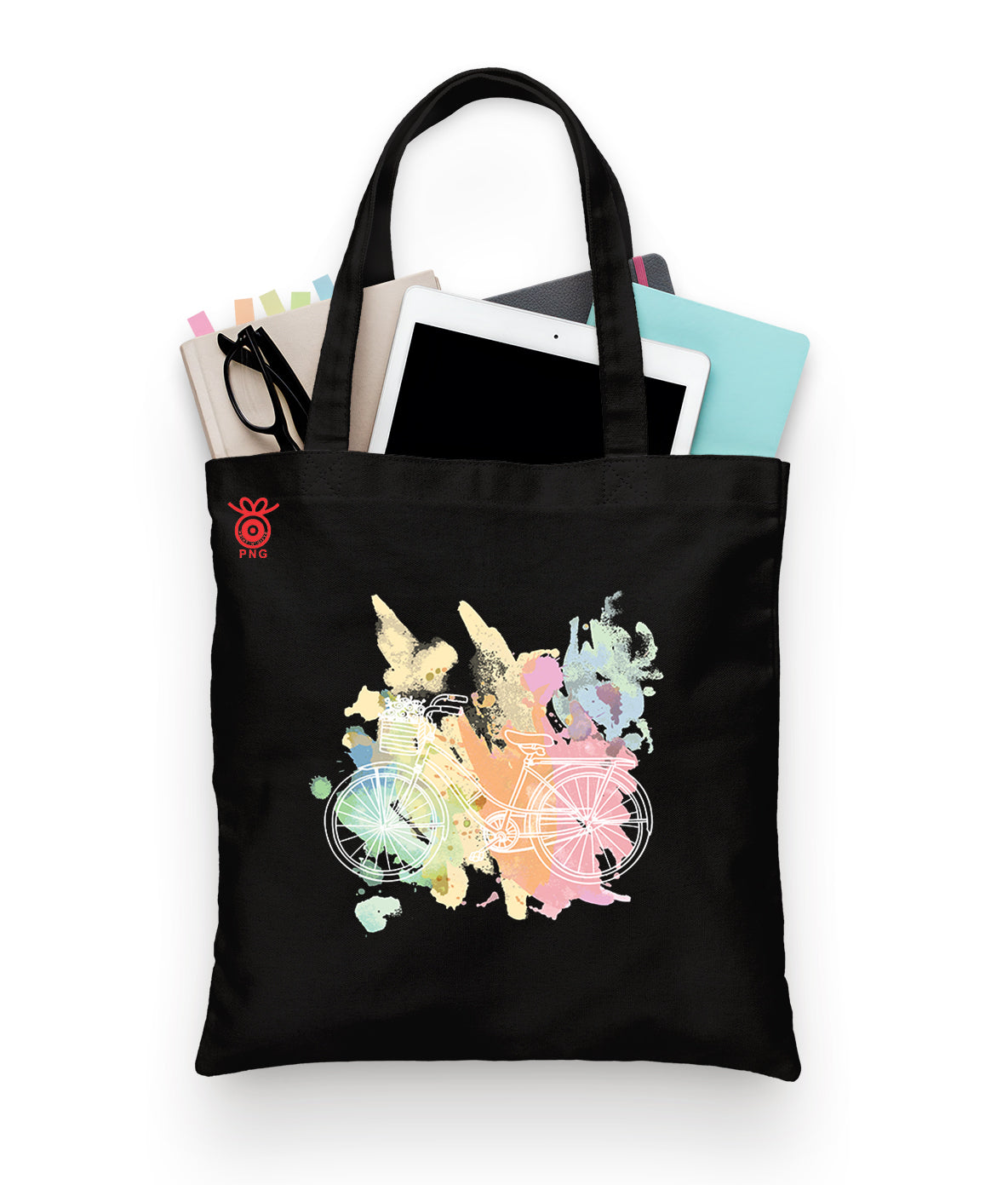 Bicycle With Flowers Design Tote Bag (14 X 16 Inches) For Shopping, College, Travel
