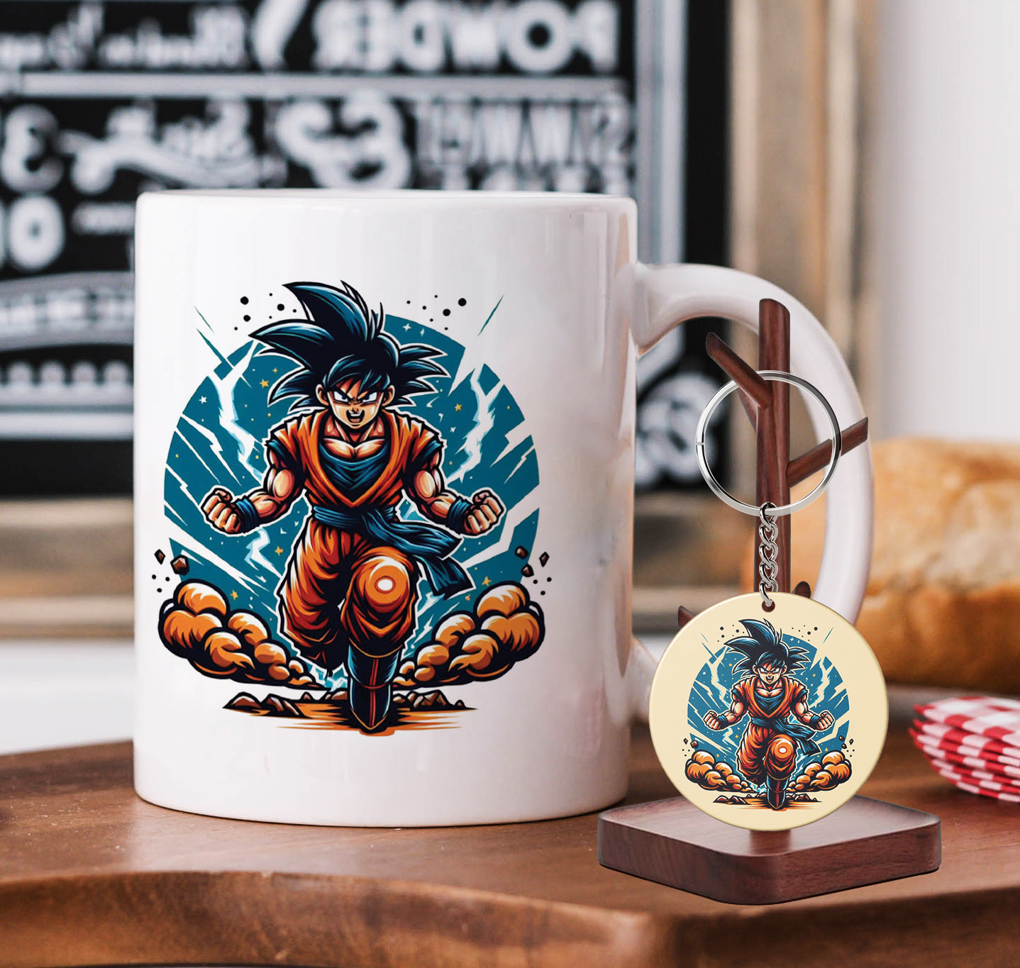 Goku illustration art Mug and Keychain Combo 330 ml Coffee Mug