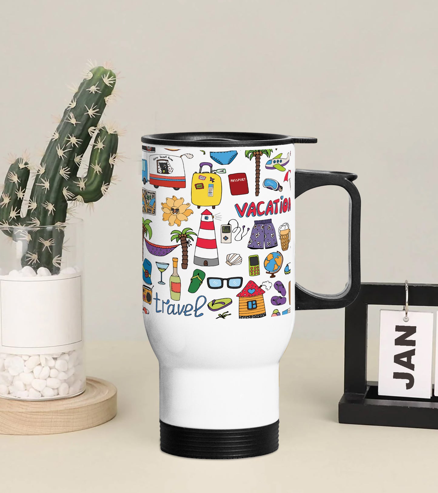 Seamless vector tropical vacation and travel pattern Printed 350ML Travel MUG