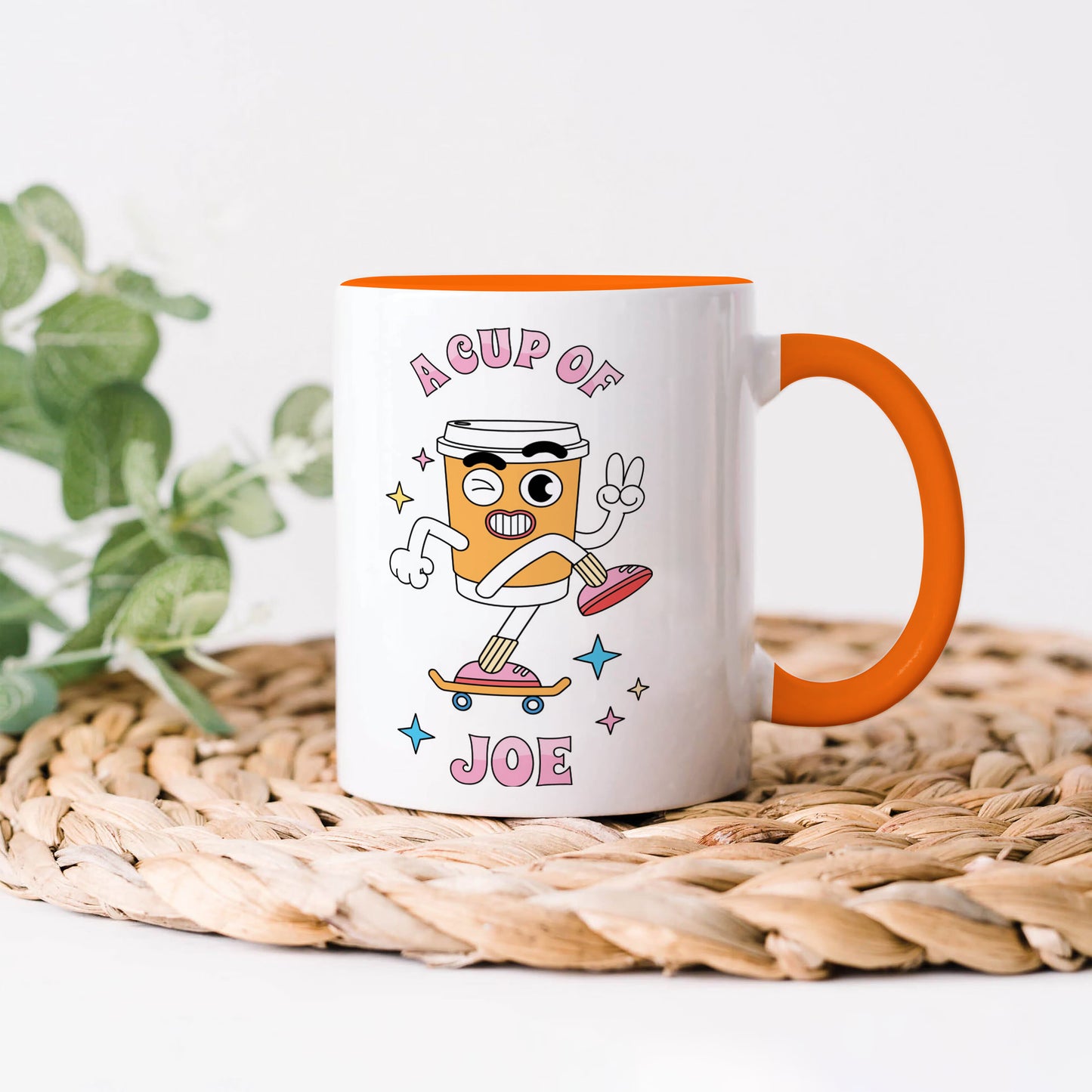 A Cup of joe design Orange Handle 330 ml Coffee Mug