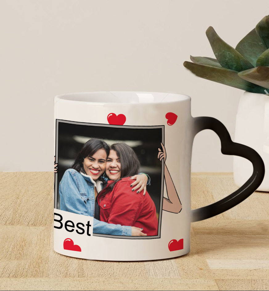 Best Friend forever personalized two photos magic mug 330 ml Coffee Mug