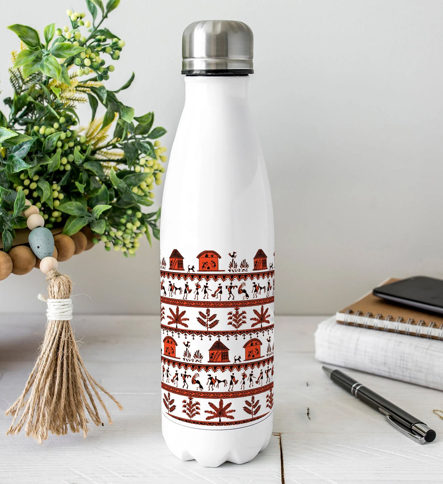 Stick Figures and house seamless pattern Cola Bottle 500ml School Bottle, Picnic Bottle, Leak Proof