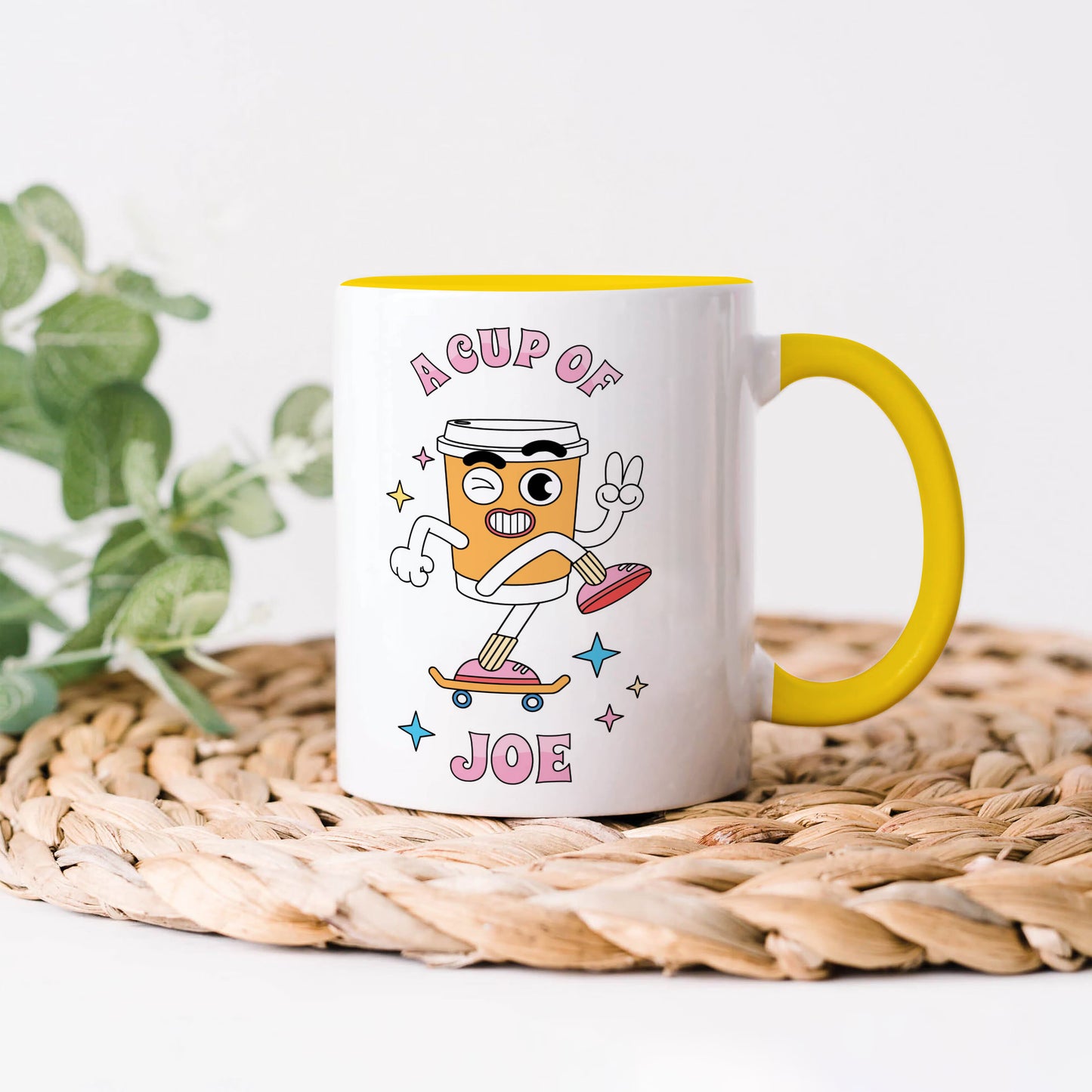 A cup of joe design Yellow Handle 330 ml Coffee Mug
