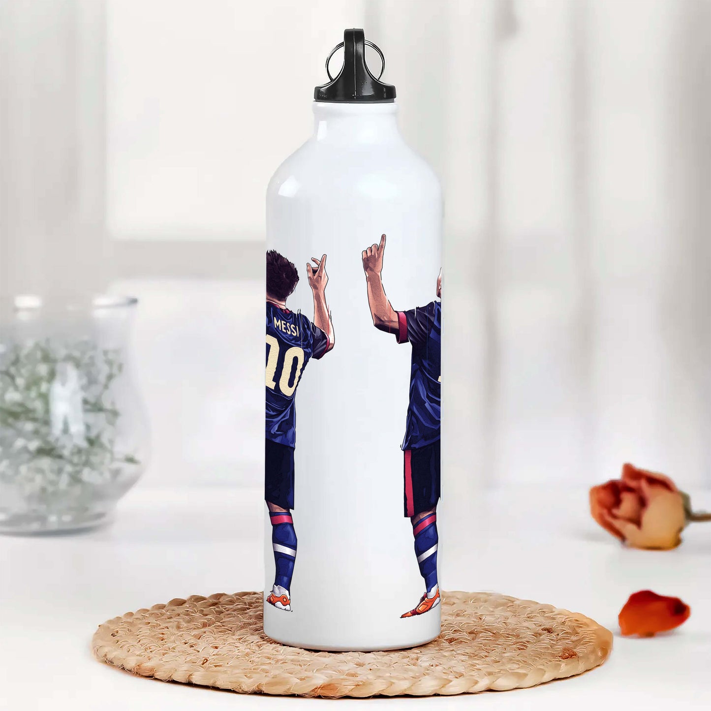 Messi Printed Aluminum Sipper Water Bottle 750 ml For Gym, Yoga, Kids, Boys, Girls, Brother, Sister, Babies, Baby, Workout, Adults