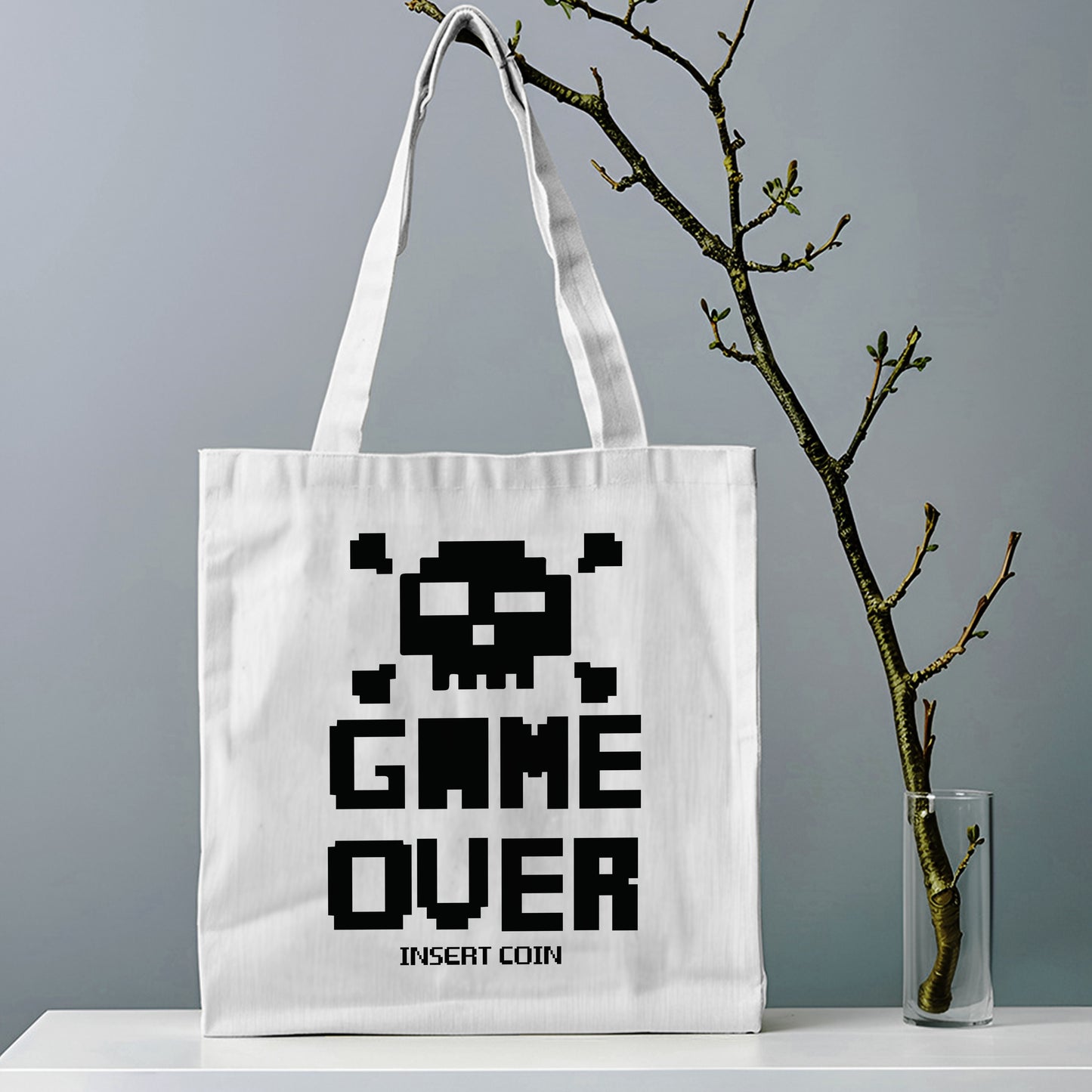 Game Over Design Tote Bag (14 X 16 Inches) For Shopping, College, Travel