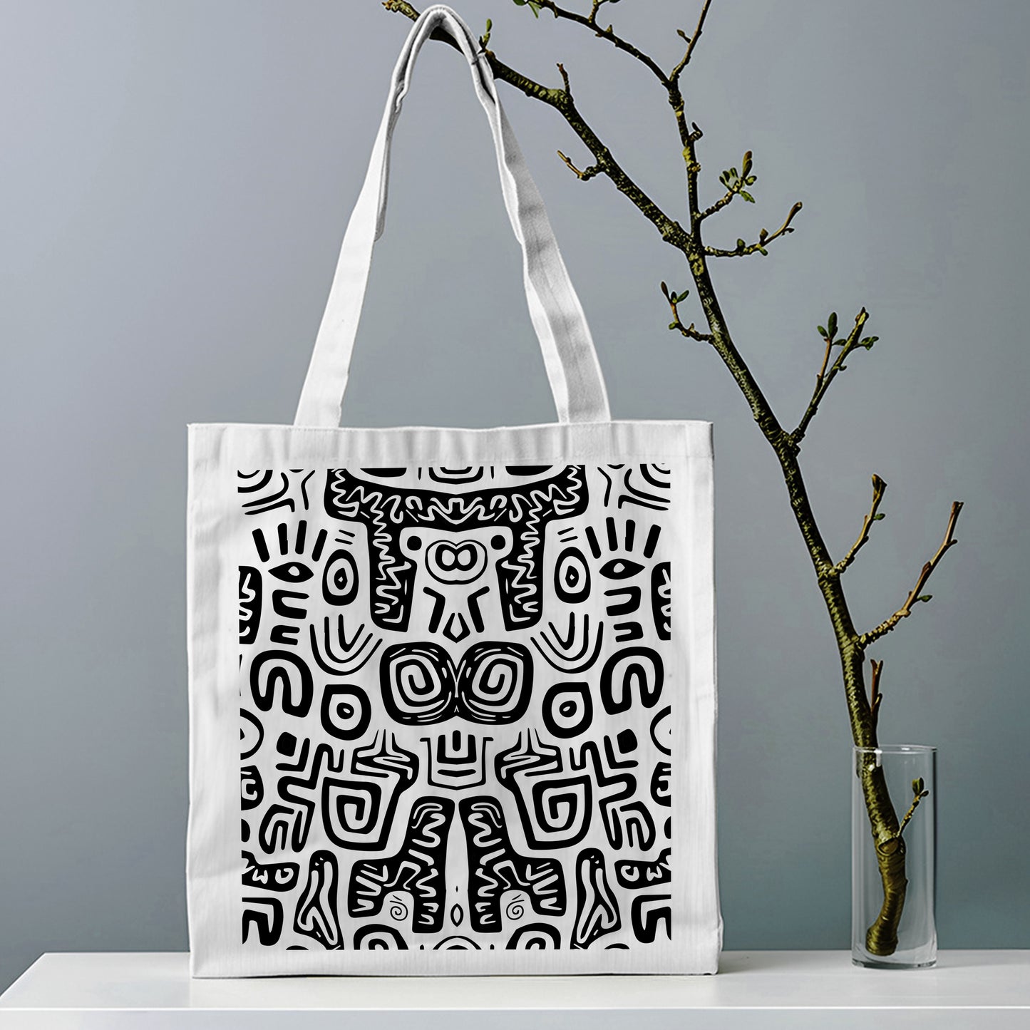 Black and white seamless Design Tote Bag (14 X 16 Inches) For Shopping, College, Travel