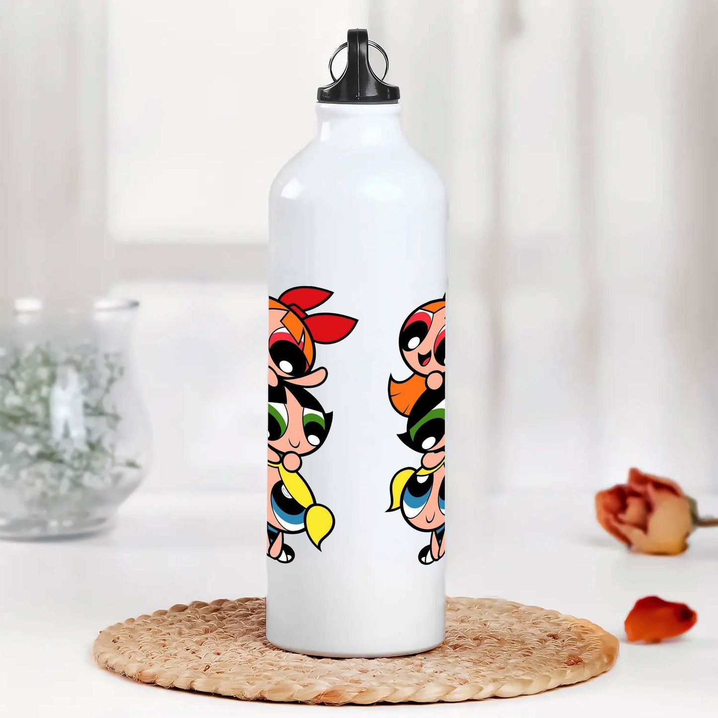 Power Girls Printed Aluminum Sipper Water Bottle 750 ml For Gym, Yoga, Kids, Boys, Girls, Brother, Sister, Babies, Baby, Workout, Adults