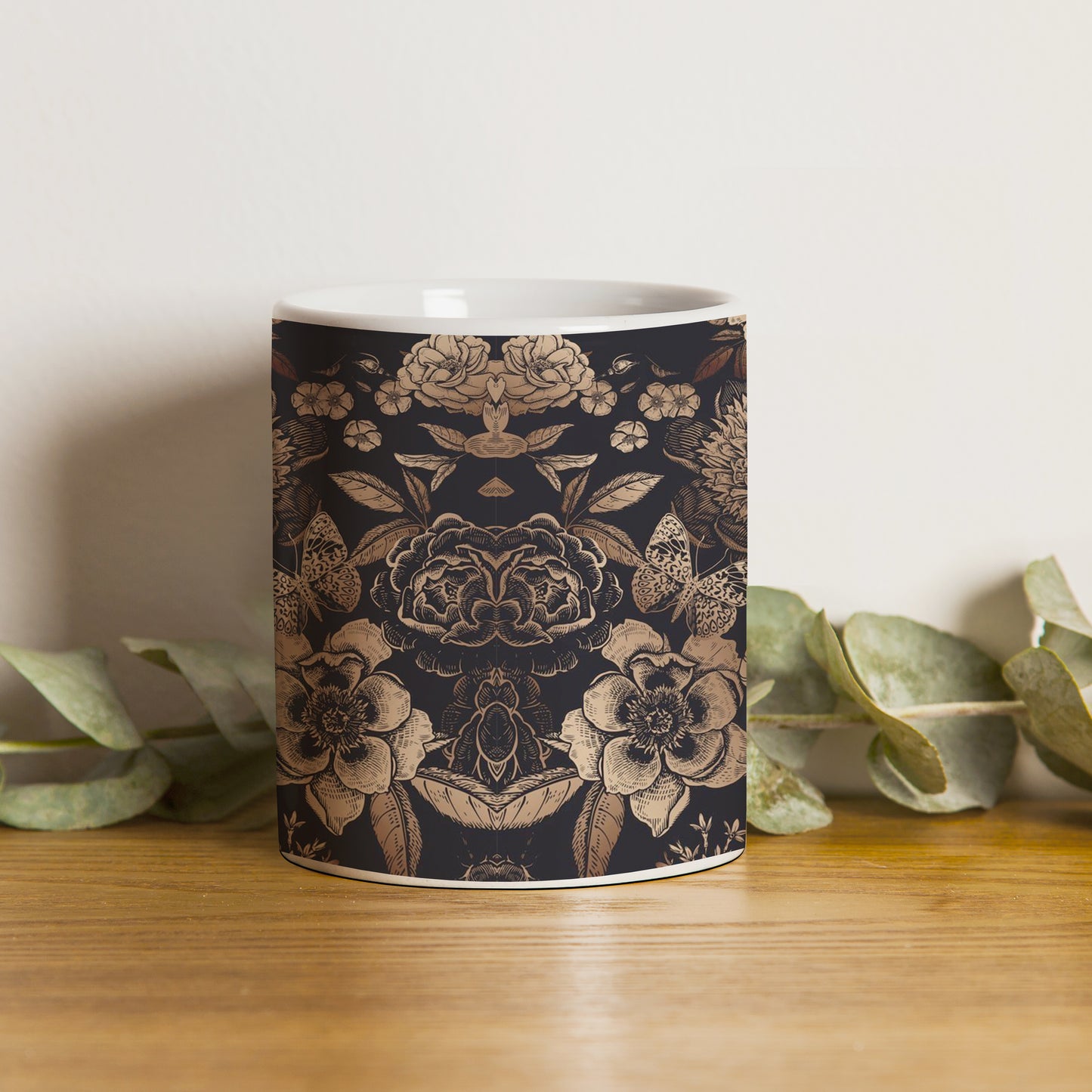 Gold flowers design White 330 ml Coffee Mug