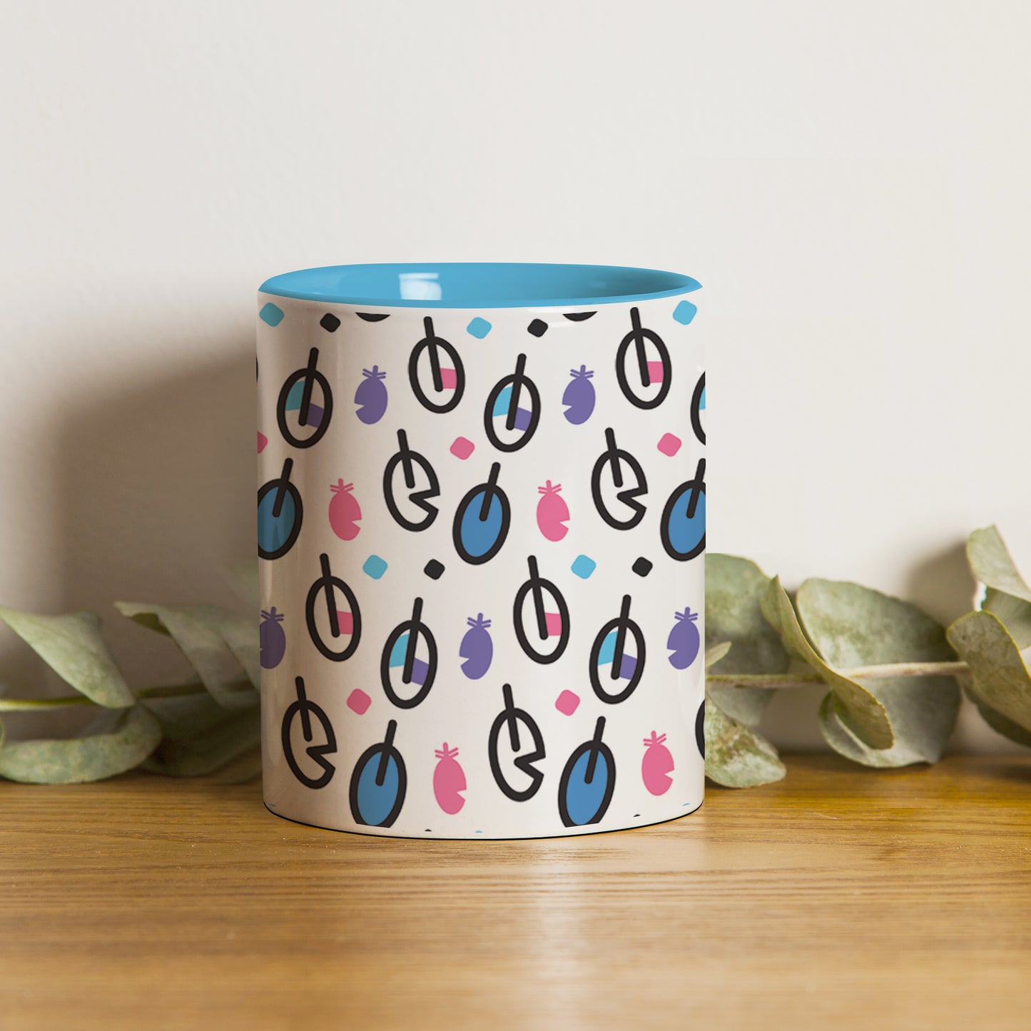 Vector leaves pattern design Pattern Sky Blue Handle 330 ml Coffee Mug