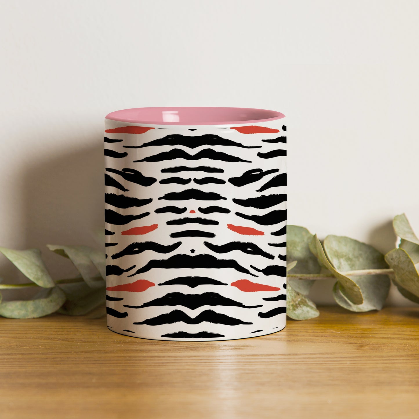 Tiger skin pattern design Pattern Lite Pink Handle 330 ml Coffee Mug