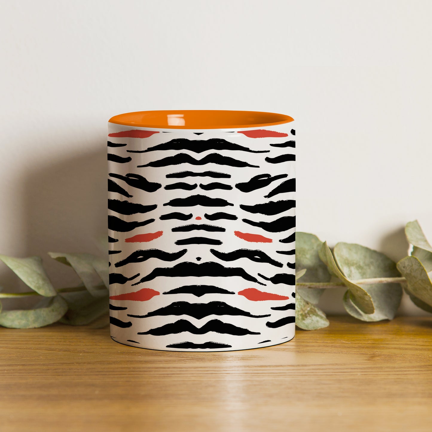 Tiger skin pattern design Orange Handle 330 ml Coffee Mug