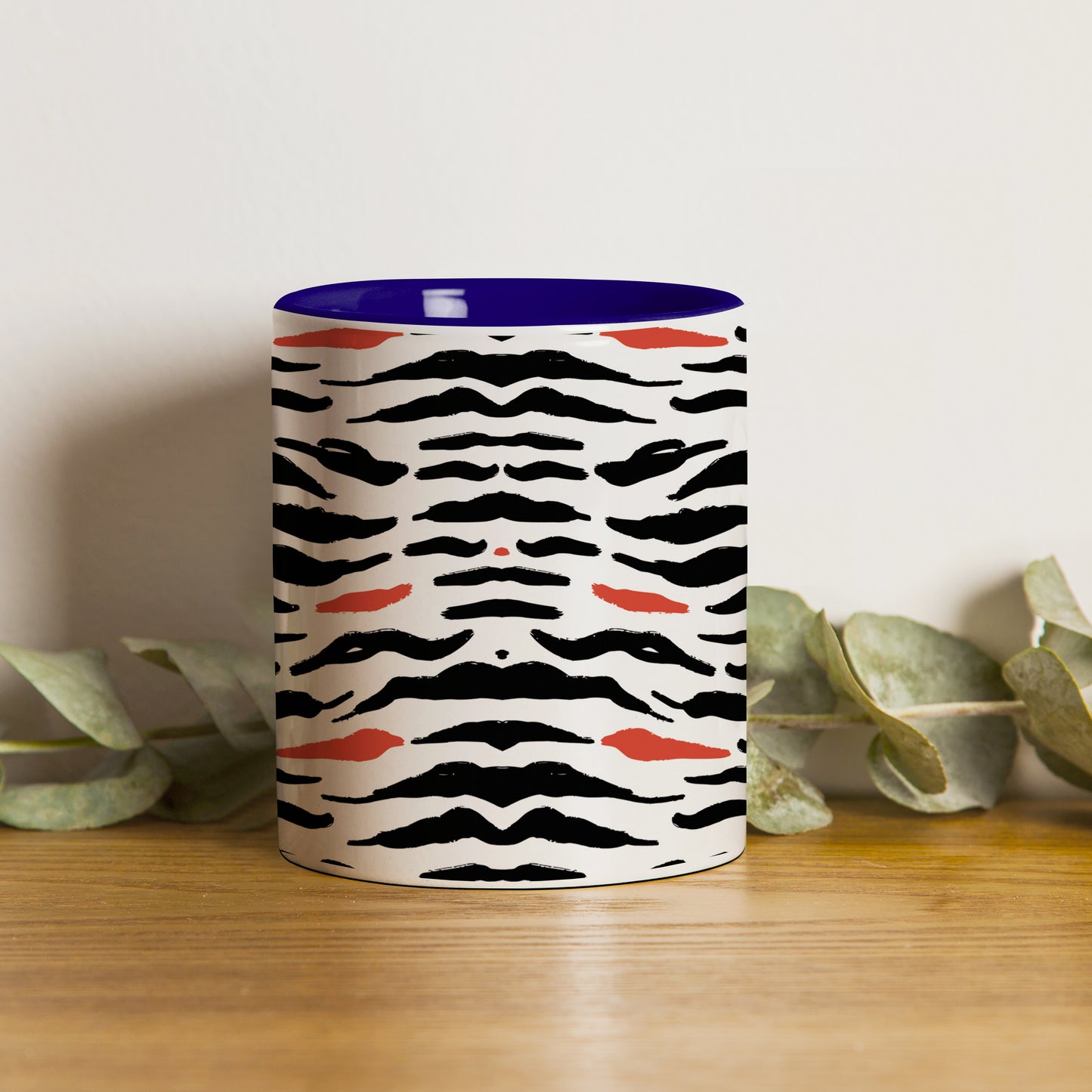 Tiger skin pattern design Pattern Dark Blue Handle 330 ml Coffee Mug