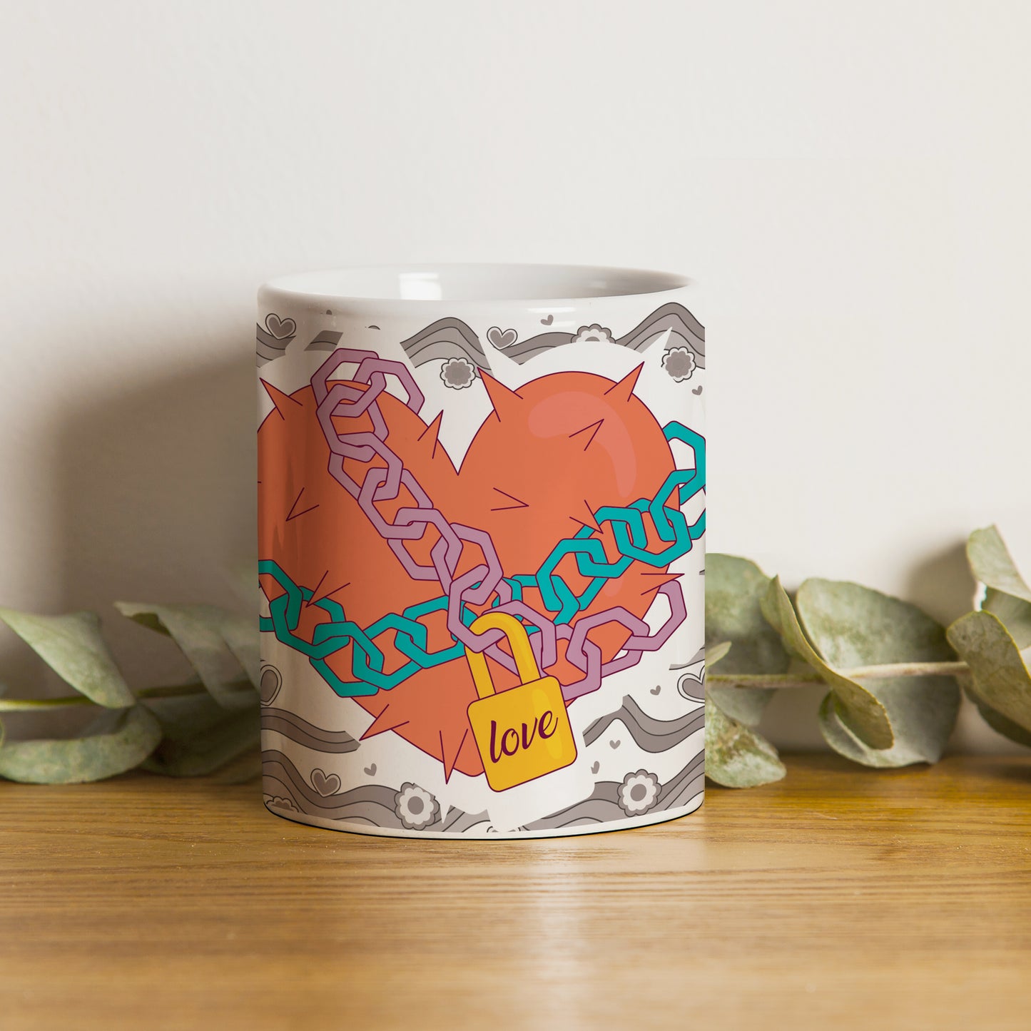 Love chain pattern design White 330 ml Coffee Mug