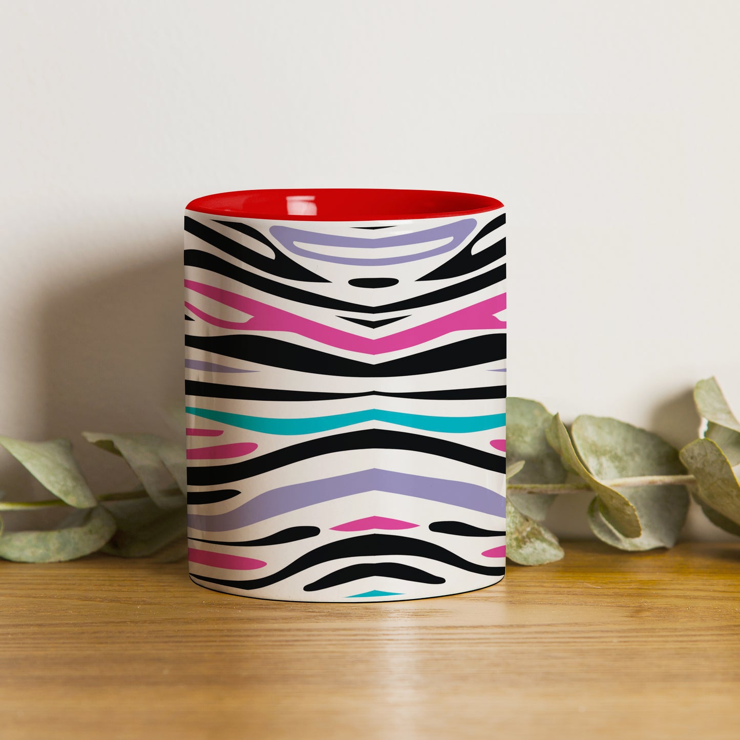 Colorful Tiger Skin with Waving effect Red Handle 330 ml Coffee Mug
