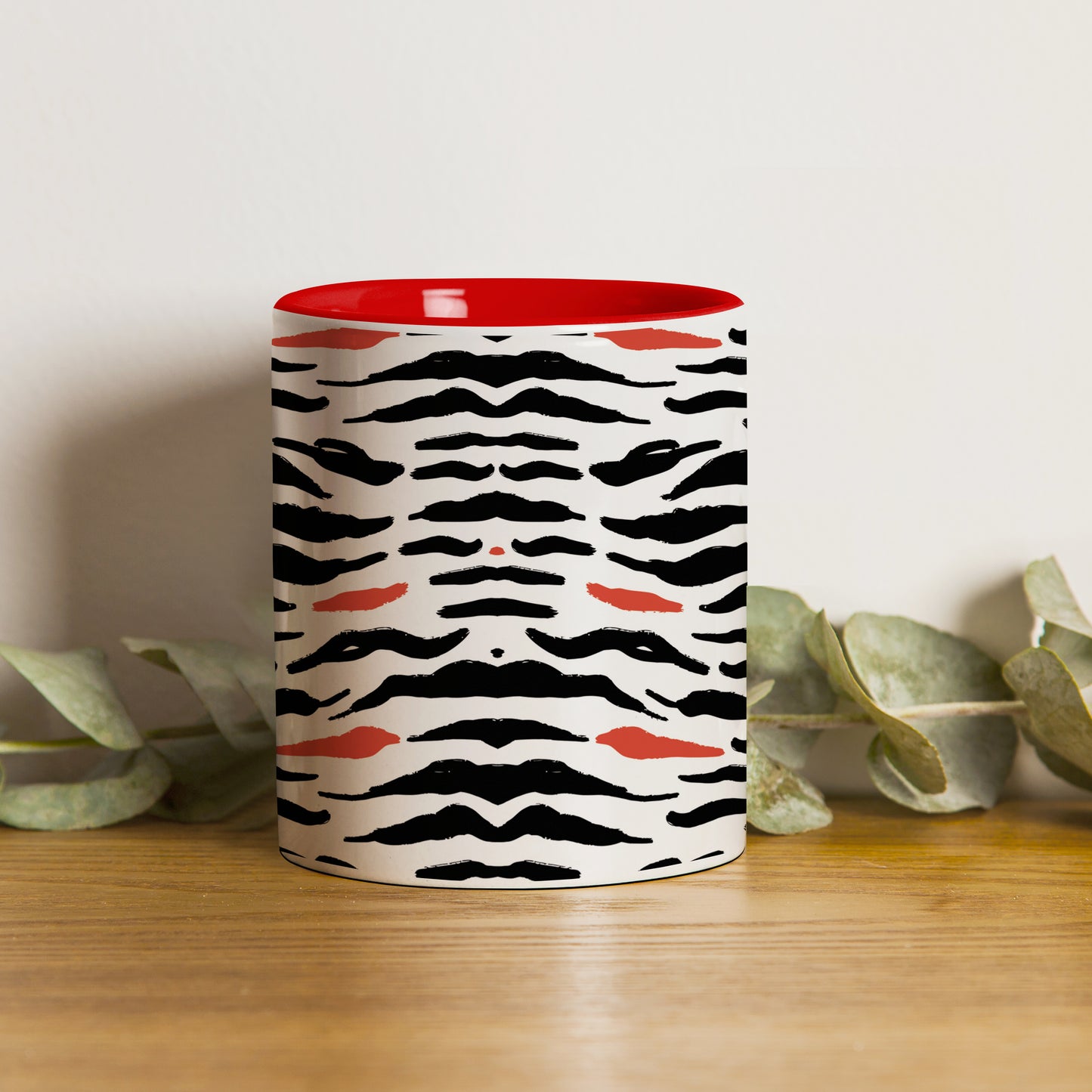 Tiger skin pattern design Red Handle 330 ml Coffee Mug