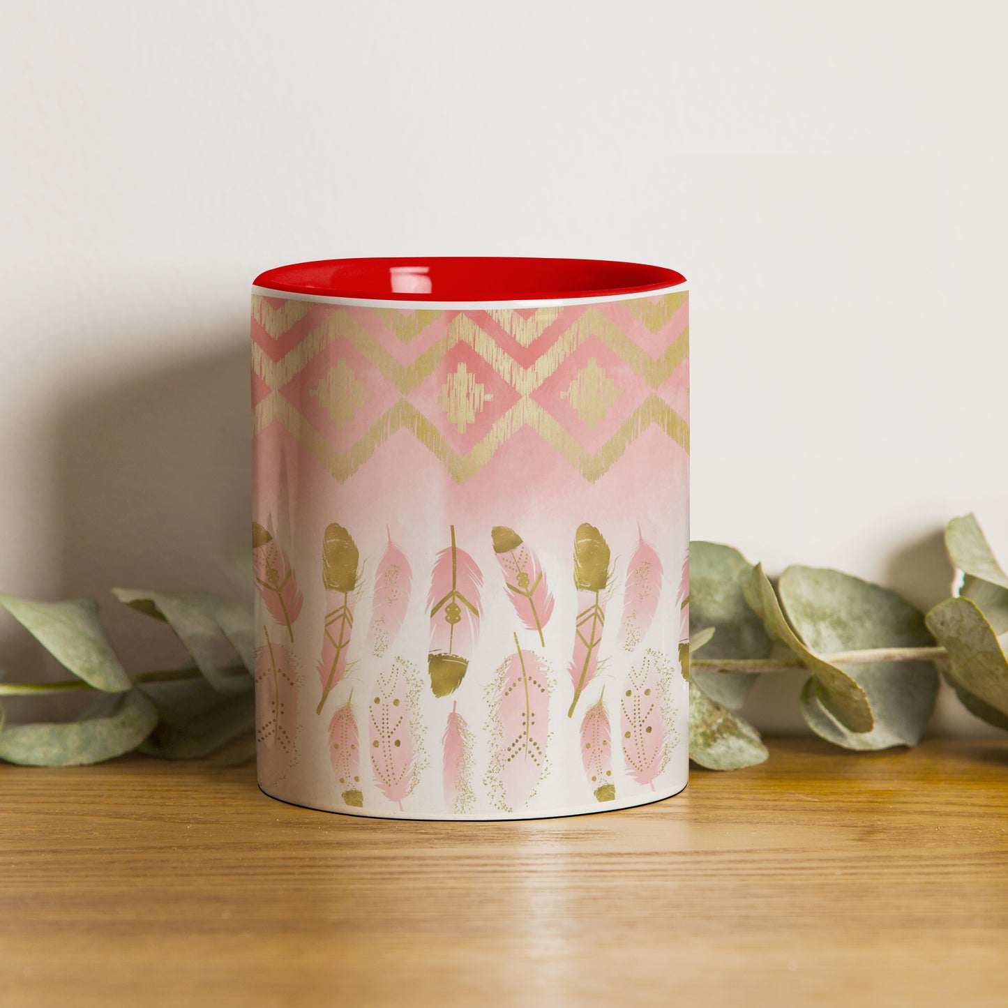Soothing Falling Feathers Red Handle 330 ml Coffee Mug