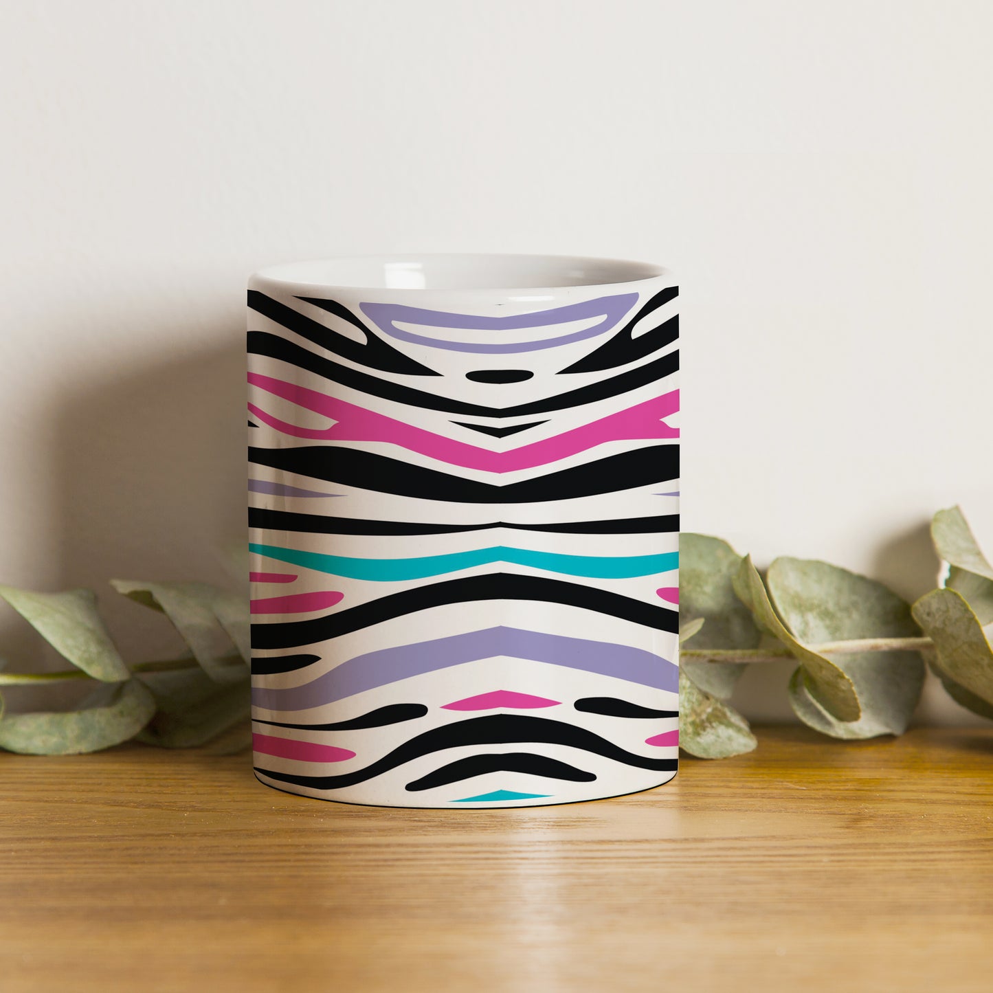 Colorful Tiger Skin with Waving effect White 330 ml Coffee Mug