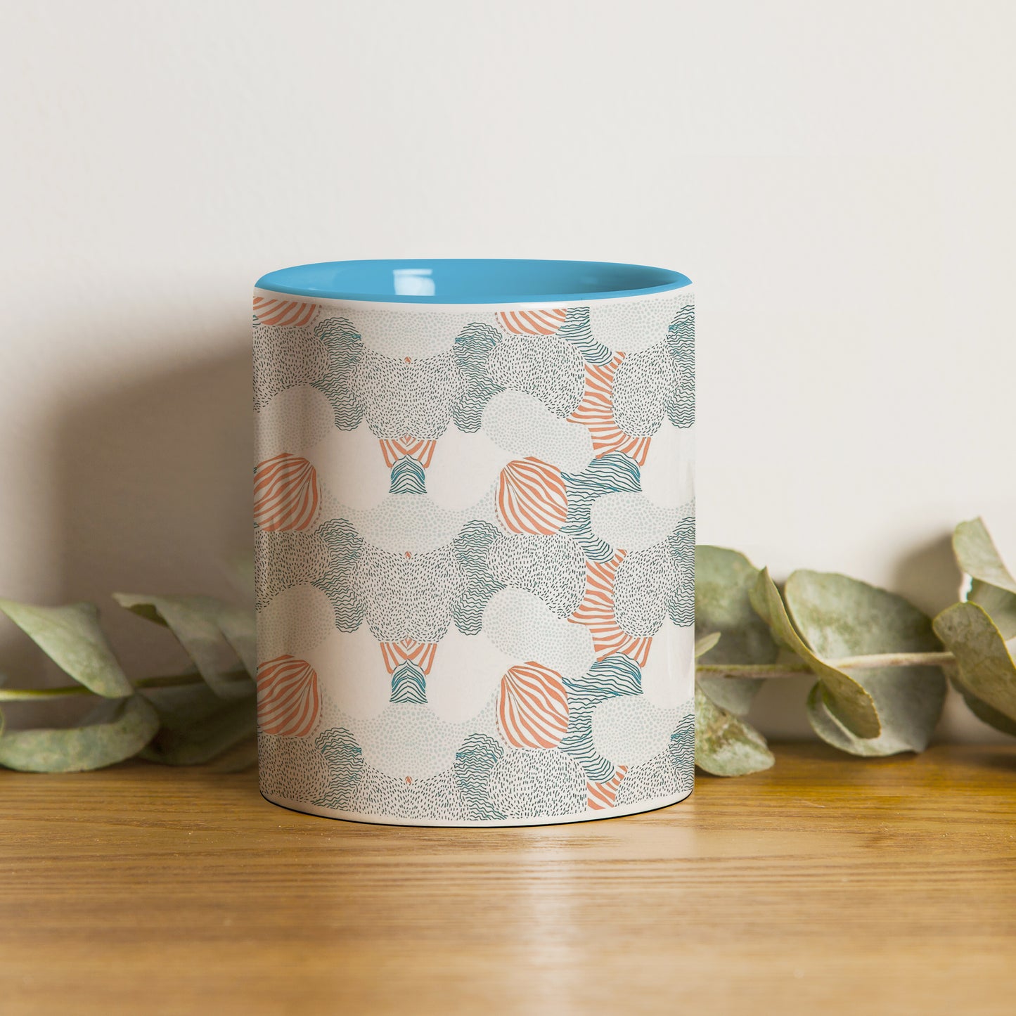 Colorfull hand drawing pattern design Sky Blue Handle 330 ml Coffee Mug