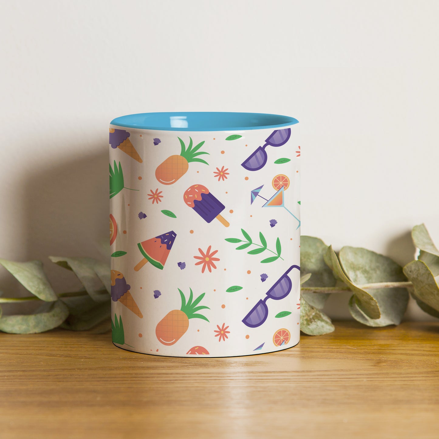 Vector Summer design Pattern Sky Blue Handle 330 ml Coffee Mug