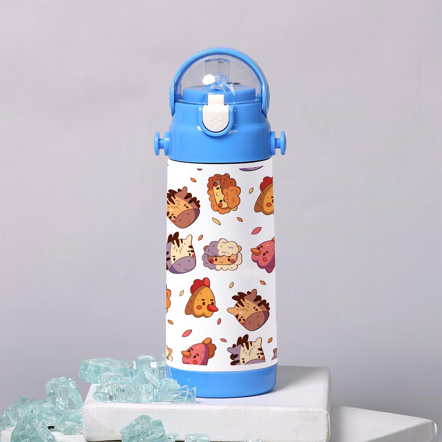 Hand drawn childlike animals and birds pattern 500ml kids Bottle