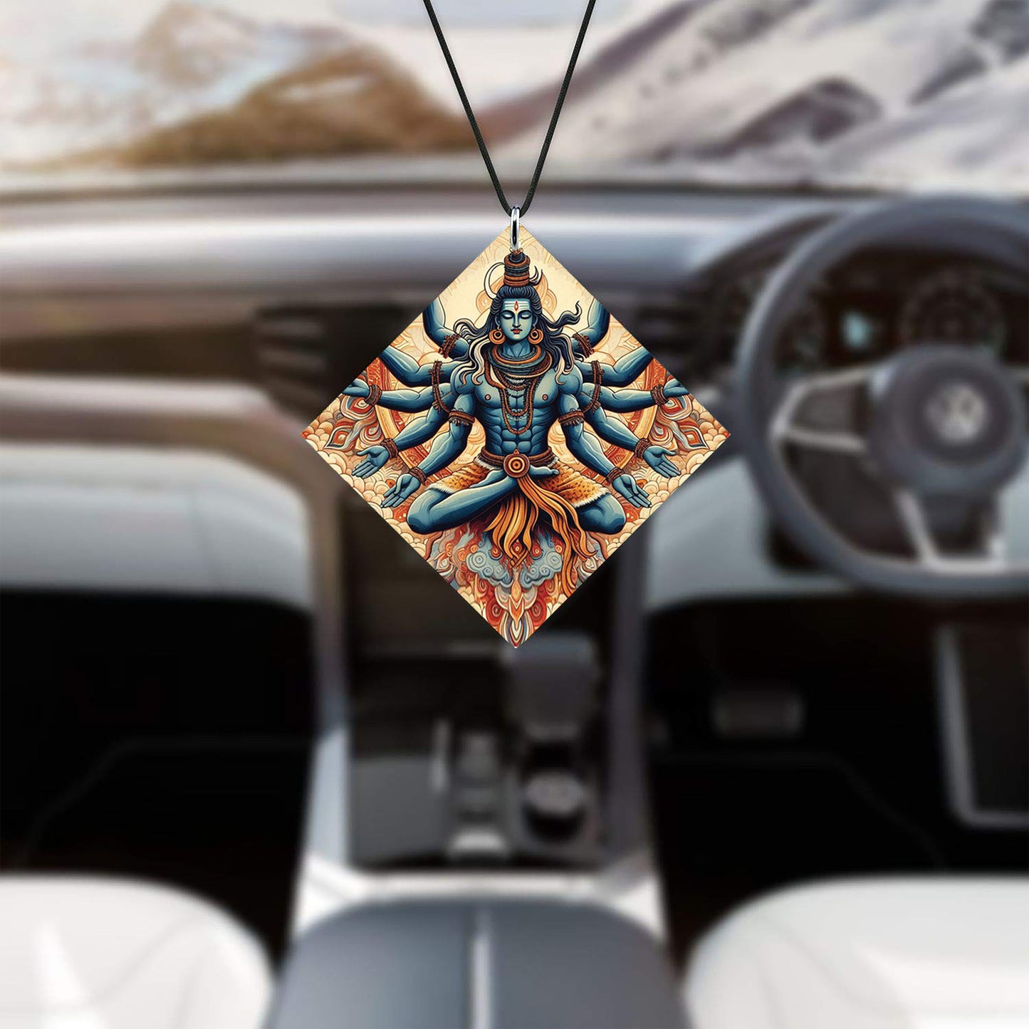 Mahadev vector art Premium Glossy Printed Car Hangings