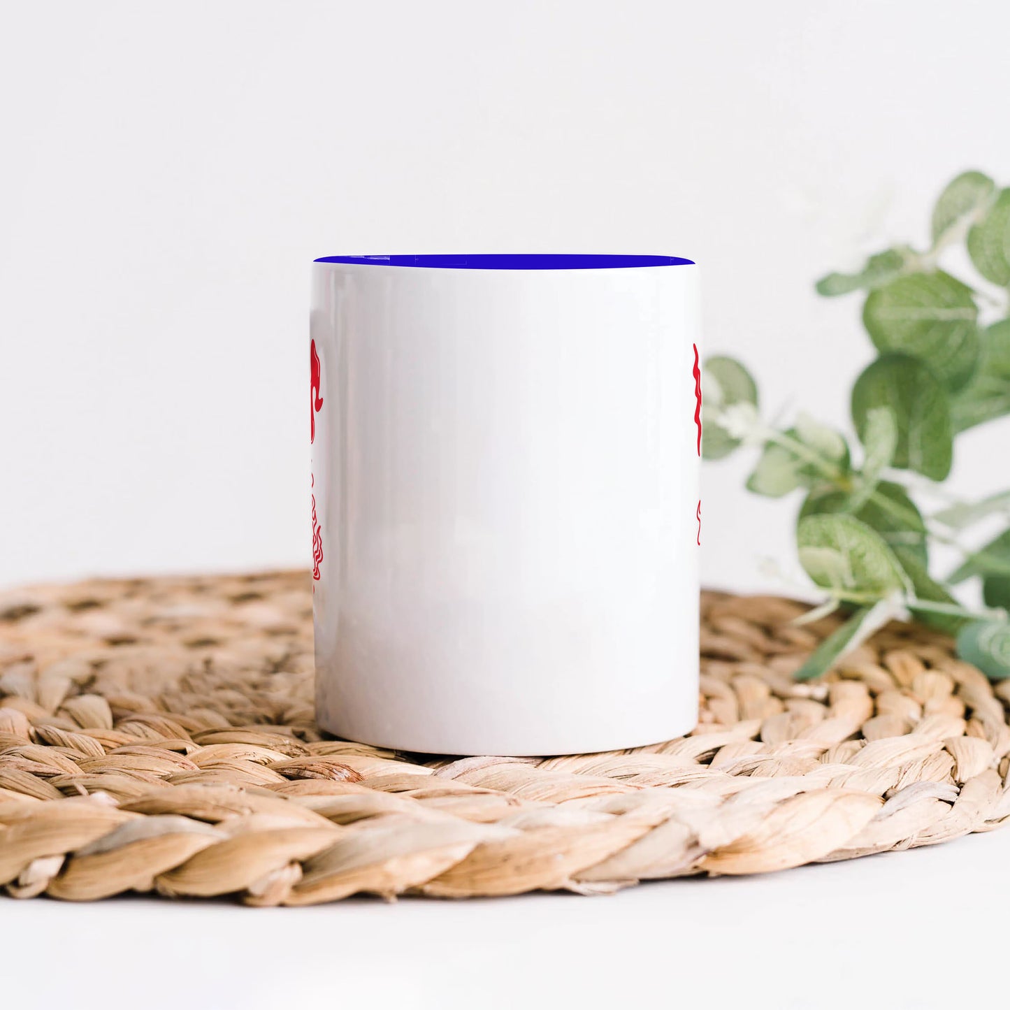 Flaming Bloom: Edgy Art Dark Blue Handle 330 ml Coffee Mug