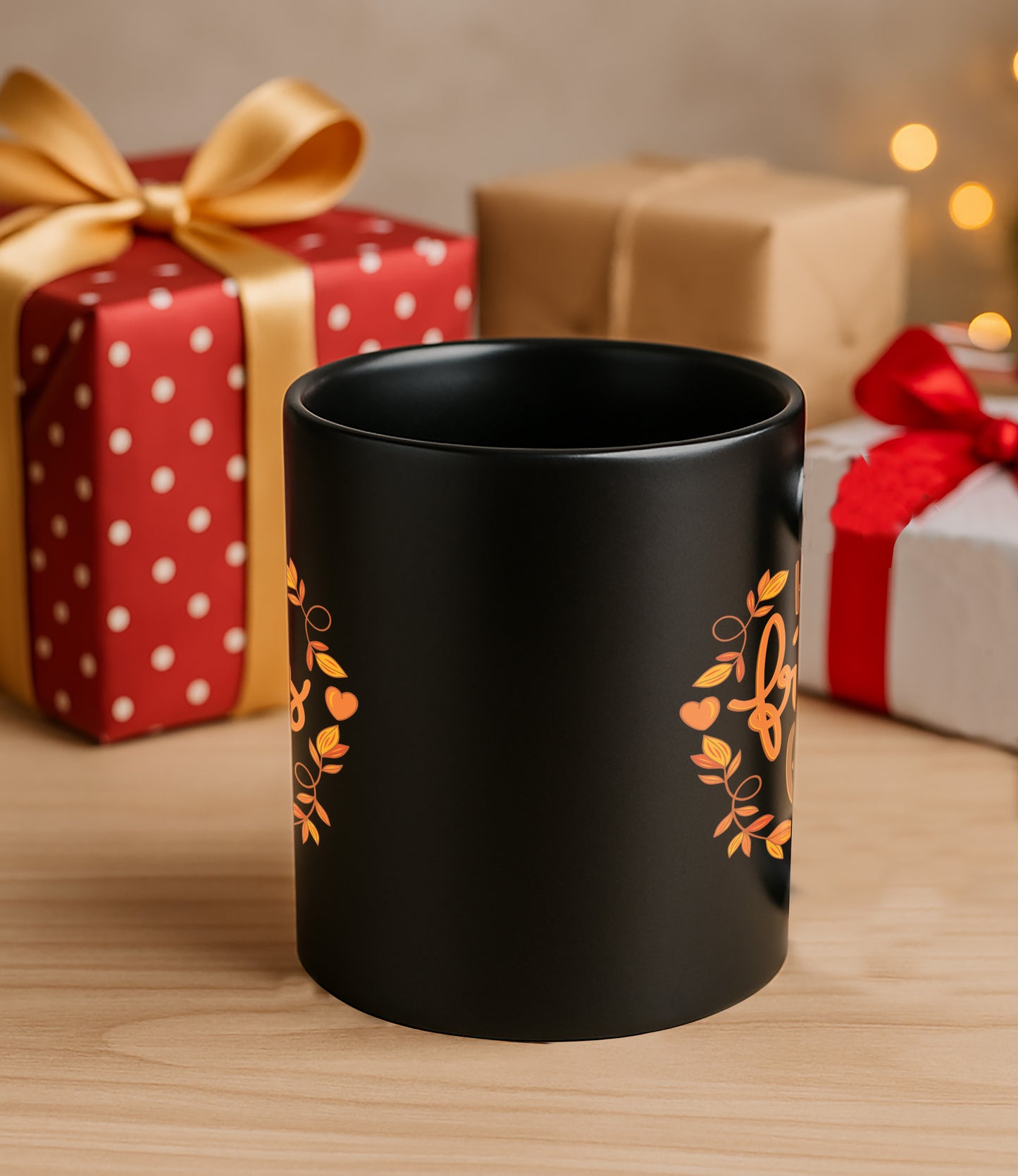 Happy Friends Giving 330 ml Black Coffee Mug (Pack of 1)