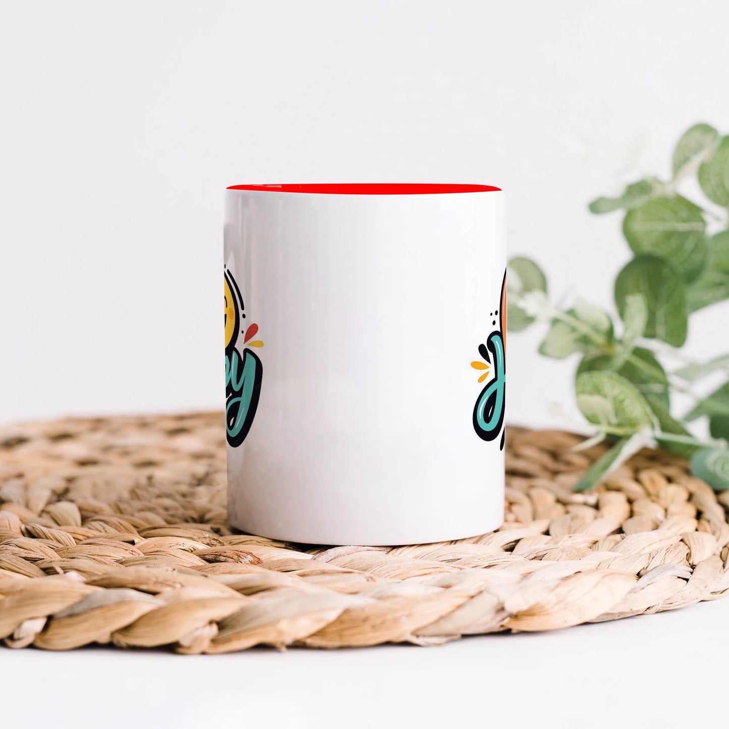 Be happy Red Handle 330 ml Coffee Mug