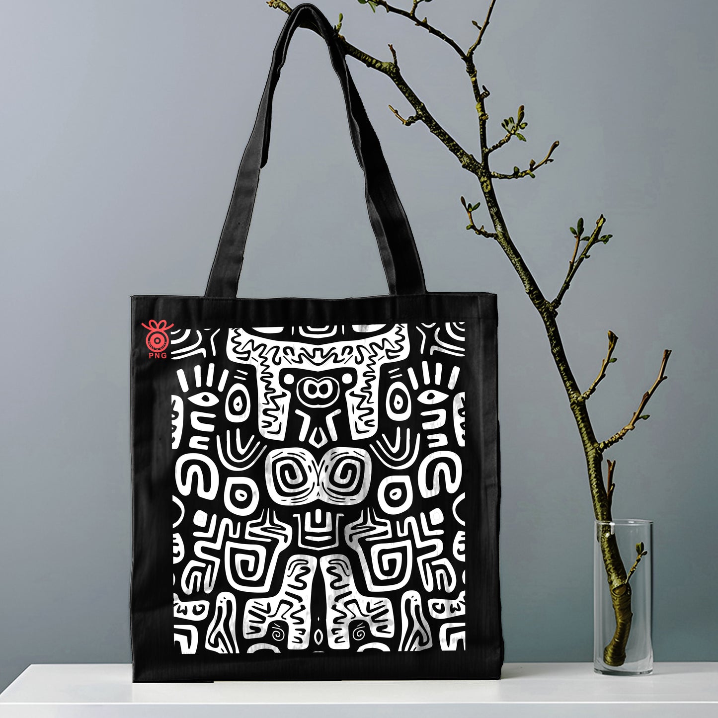 Black and white seamless Design Tote Bag (14 X 16 Inches) For Shopping, College, Travel