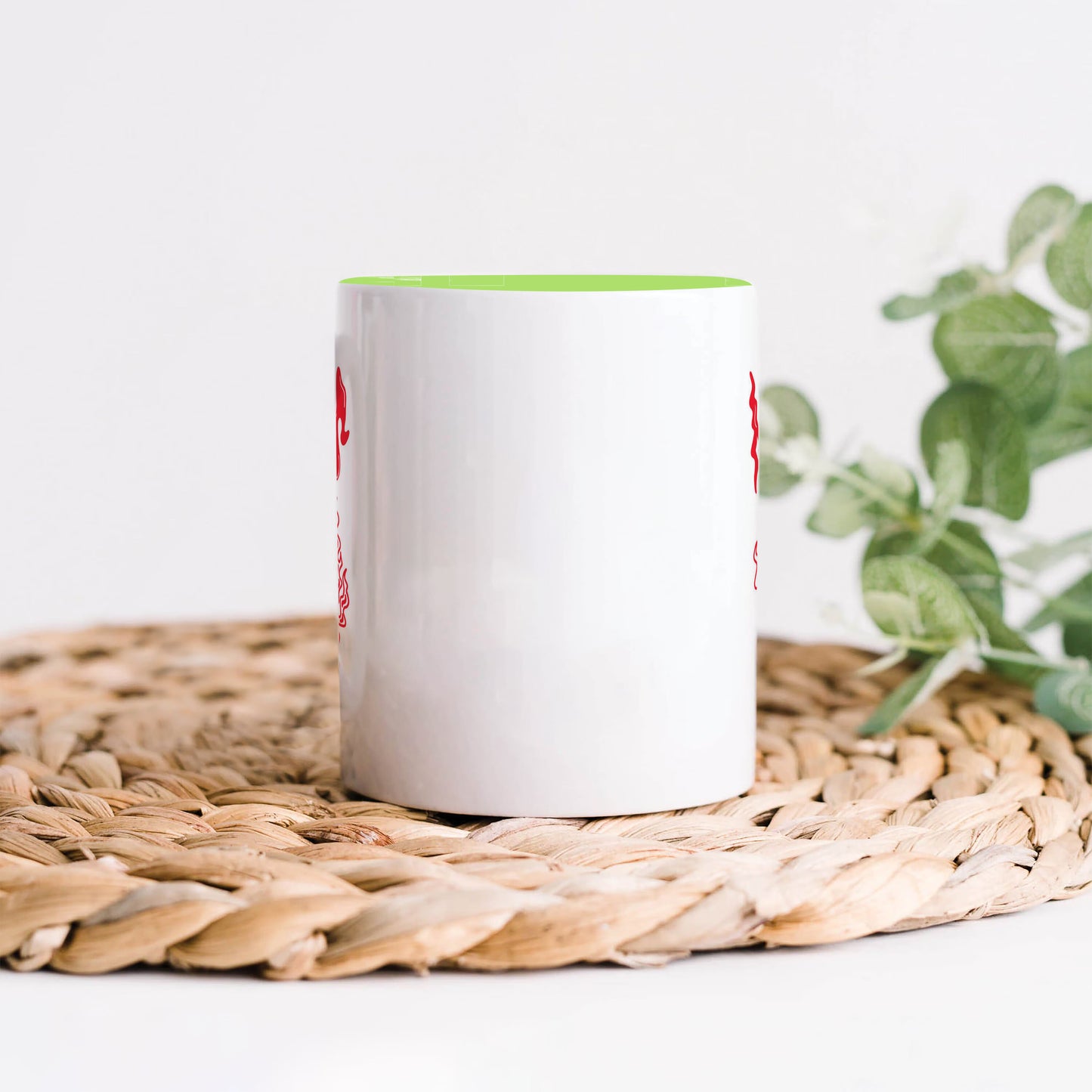 Flaming Bloom Edgy Art Mug Light Green Handle 330 ml Coffee Mug