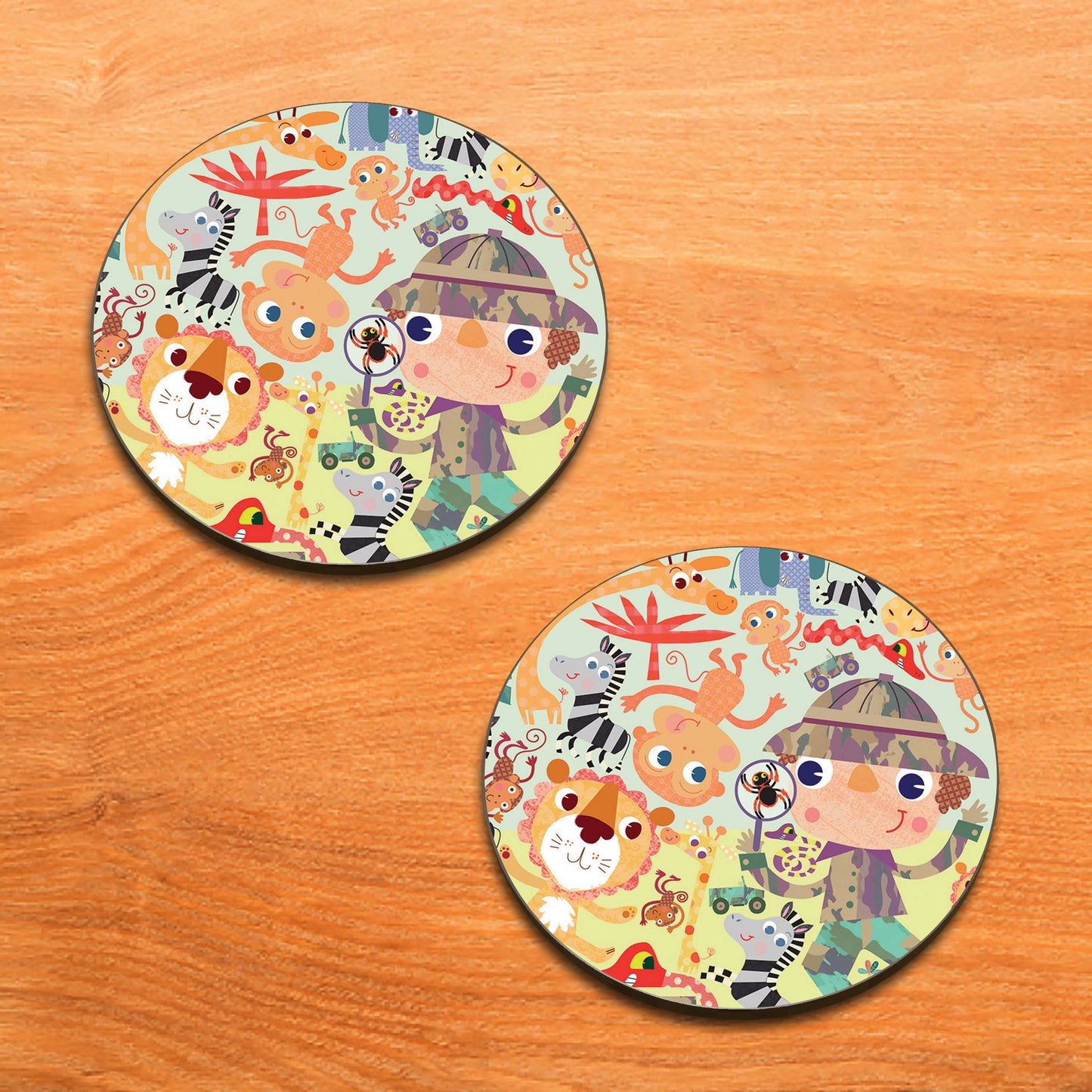 Colorful hand drawn animal zoo illustration Combo Mugs and Coaster(Set of 2 Mugs and 2 coasters) 330 ml Coffee Mug