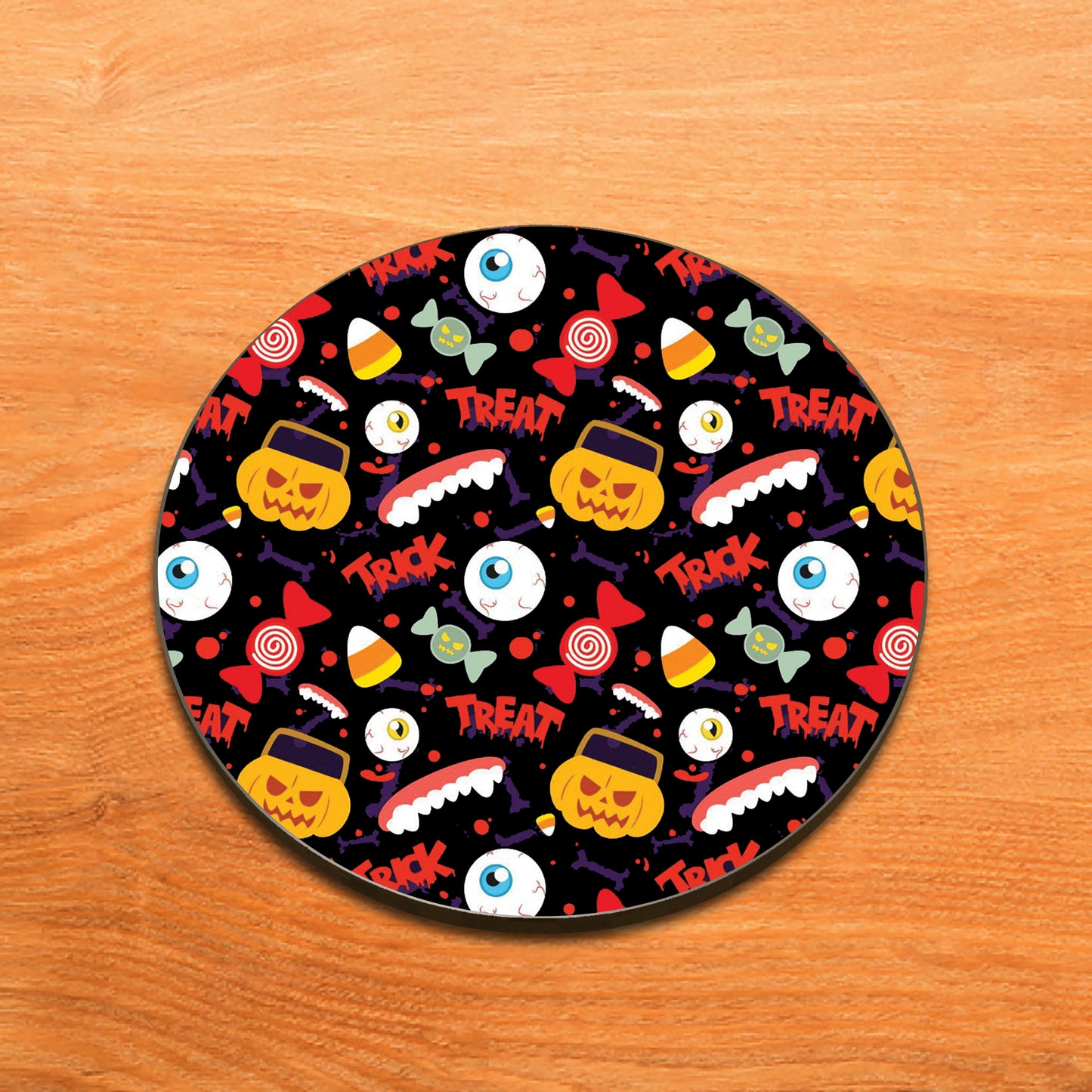 Halloween Pumpkins Pattern Design Full Black 330 ml Coffee Mug with Coaster