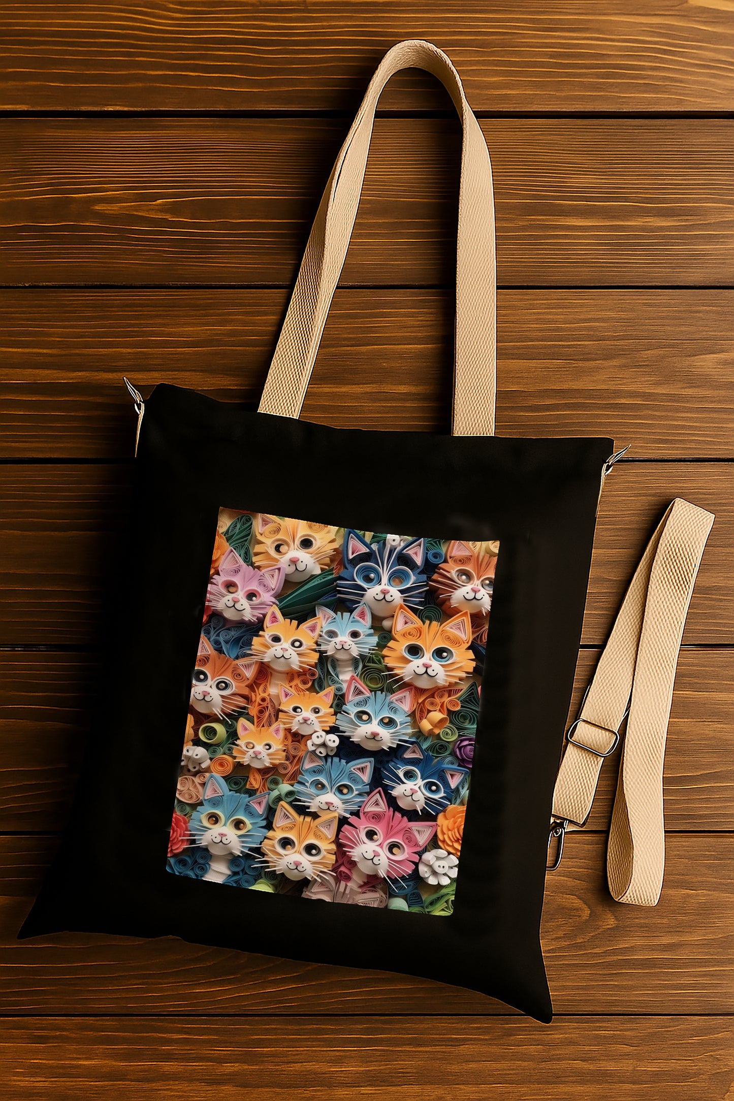 Cat Women's Girls Cross Body Sling Bag with Extra Front Pocket, College Bag for Girls, Tote Bag for Shopping,Travel