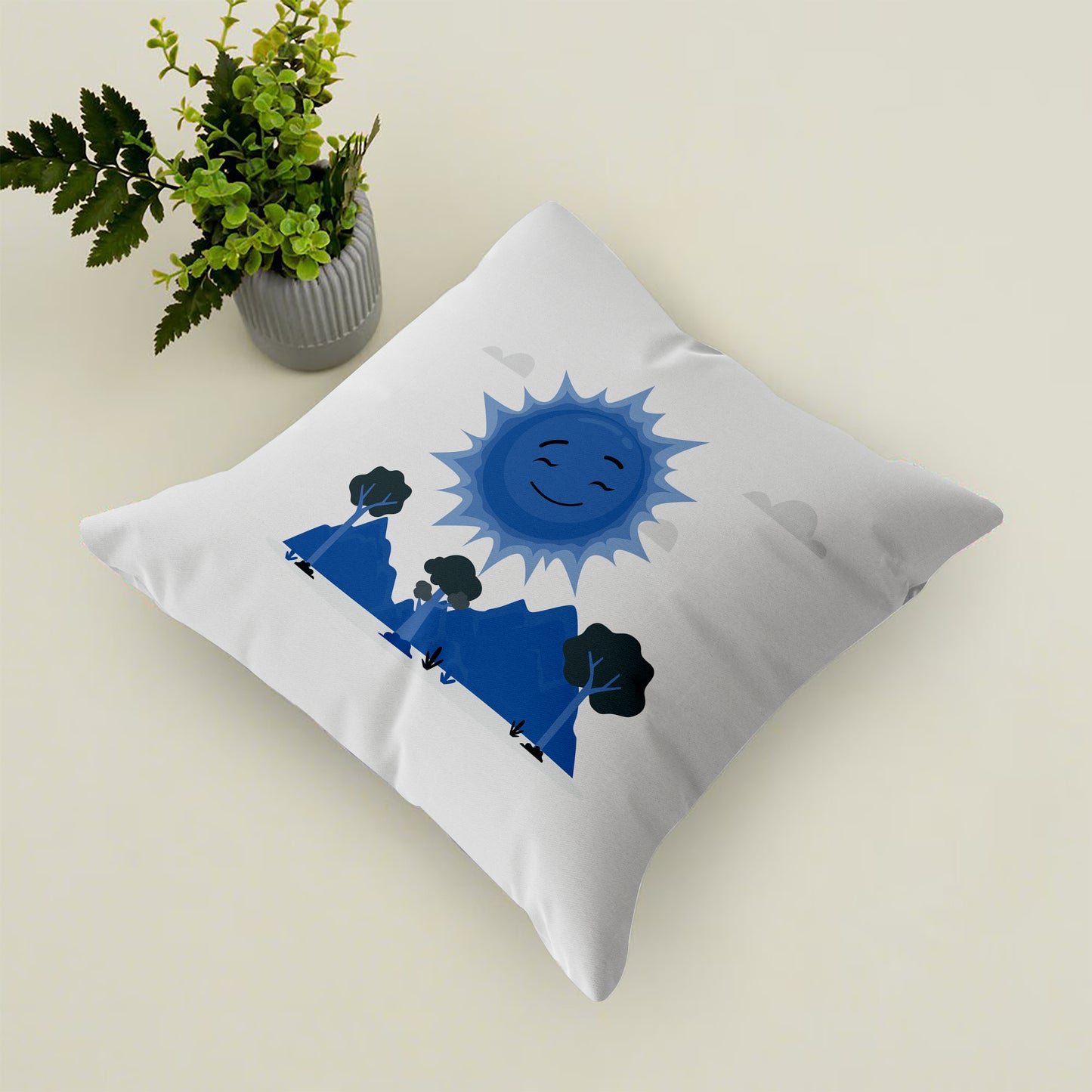 Happy Sun illustration Art Design Cushion (12x12 inches) Pack of 1