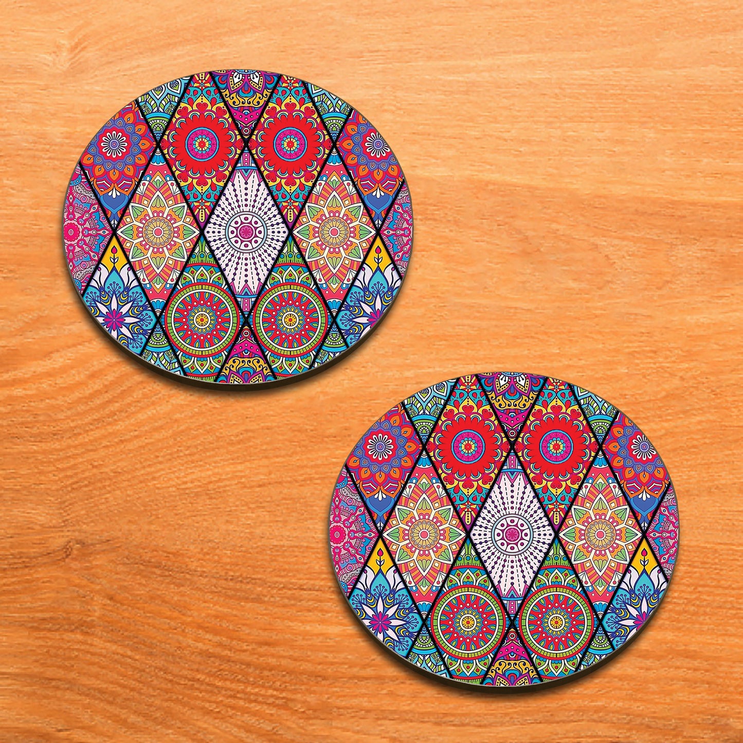 Colorful Floral Seamless Pattern Combo Mugs and Coaster(Set of 2 Mugs and 2 coasters) 330 ml Full Black Coffee Mug