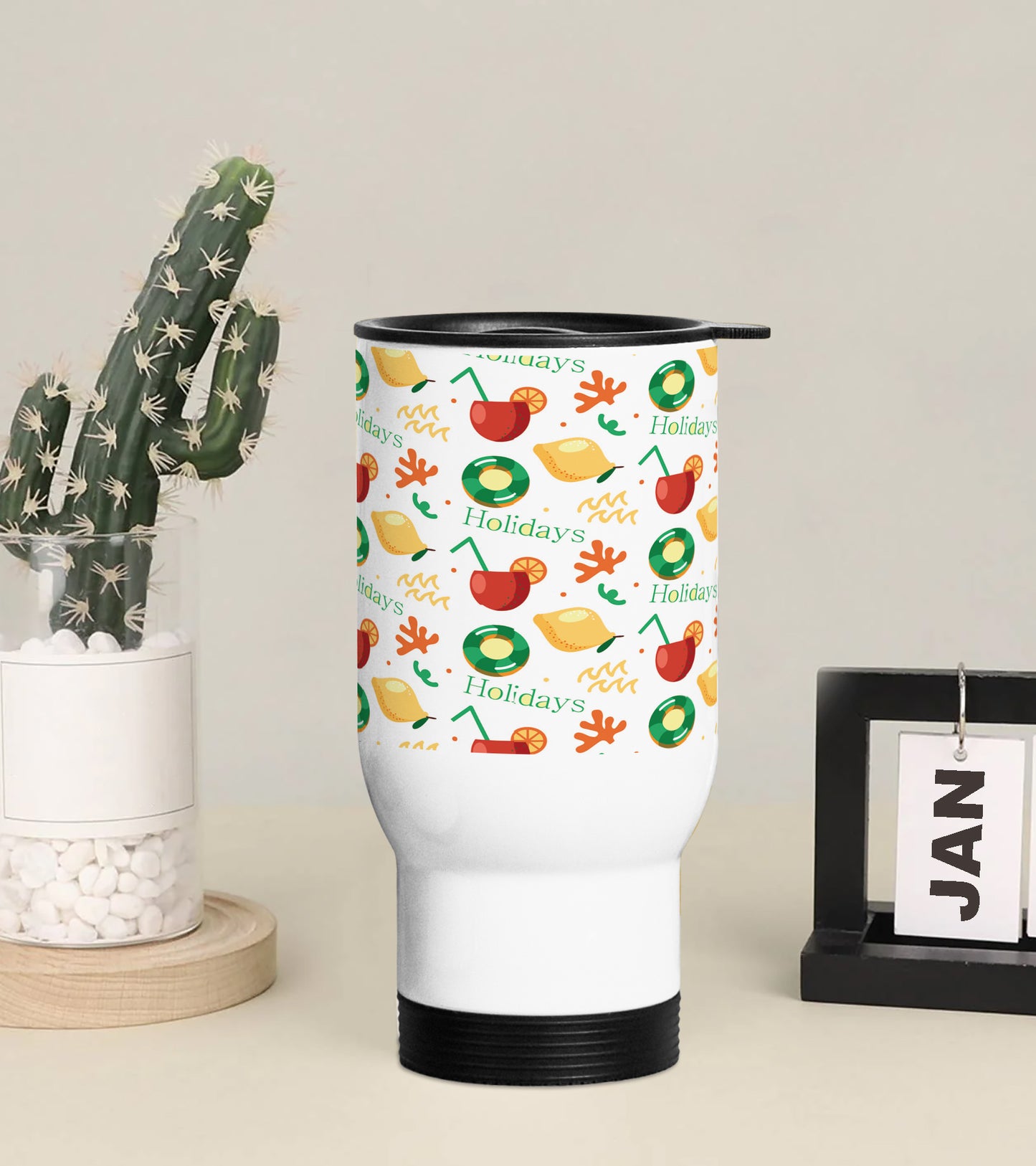 Holiday beach pattern Printed 350ML Travel MUG