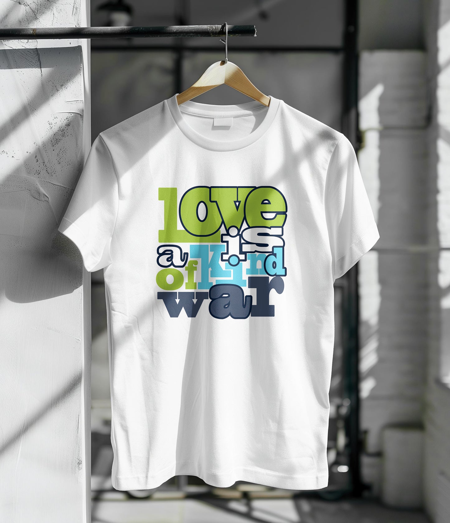 Love is a kind of war Printed White Round Neck Polyester T Shirt for Mens and woman's