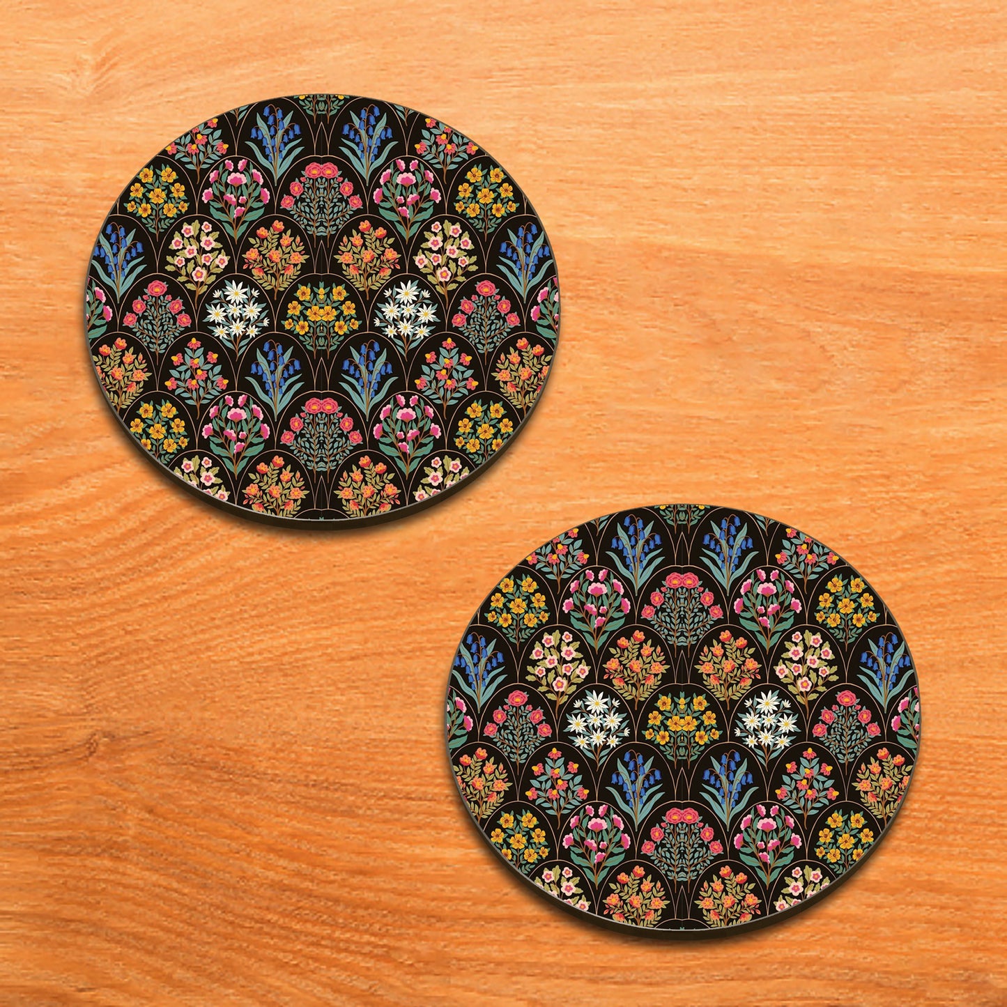 Floral Damask Pattern Combo Mugs and Coaster(Set of 2 Mugs and 2 coasters) 330 ml Coffee Mug