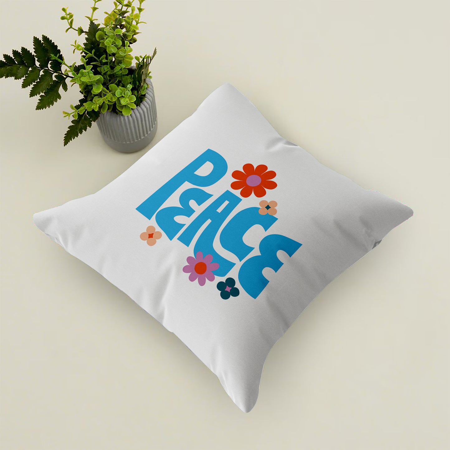 Peace text design Cushion (12x12 inches) Pack of 1