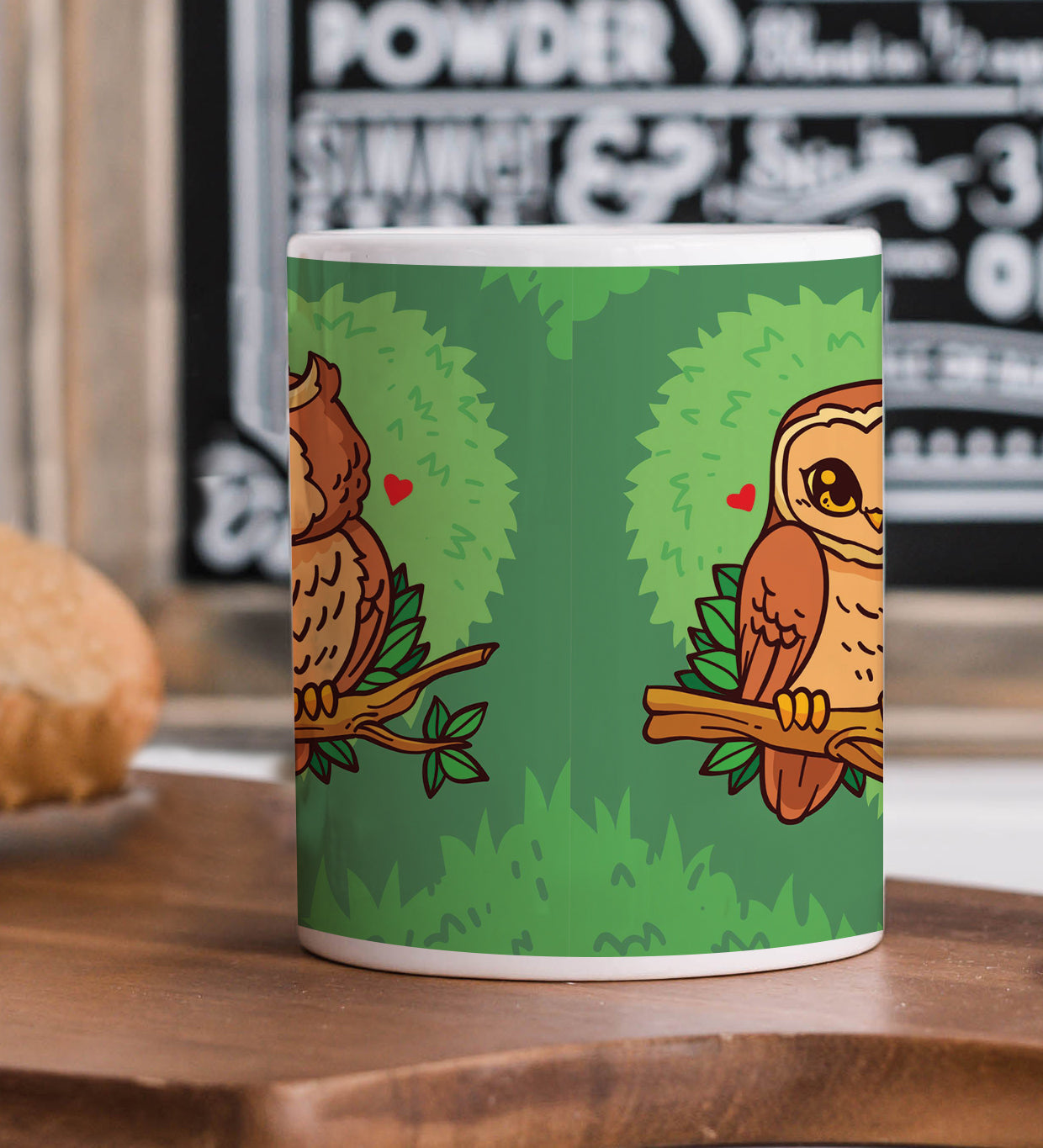 Valentines Day Owl Couple Mug and Keychain Combo 330 ml Coffee Mug