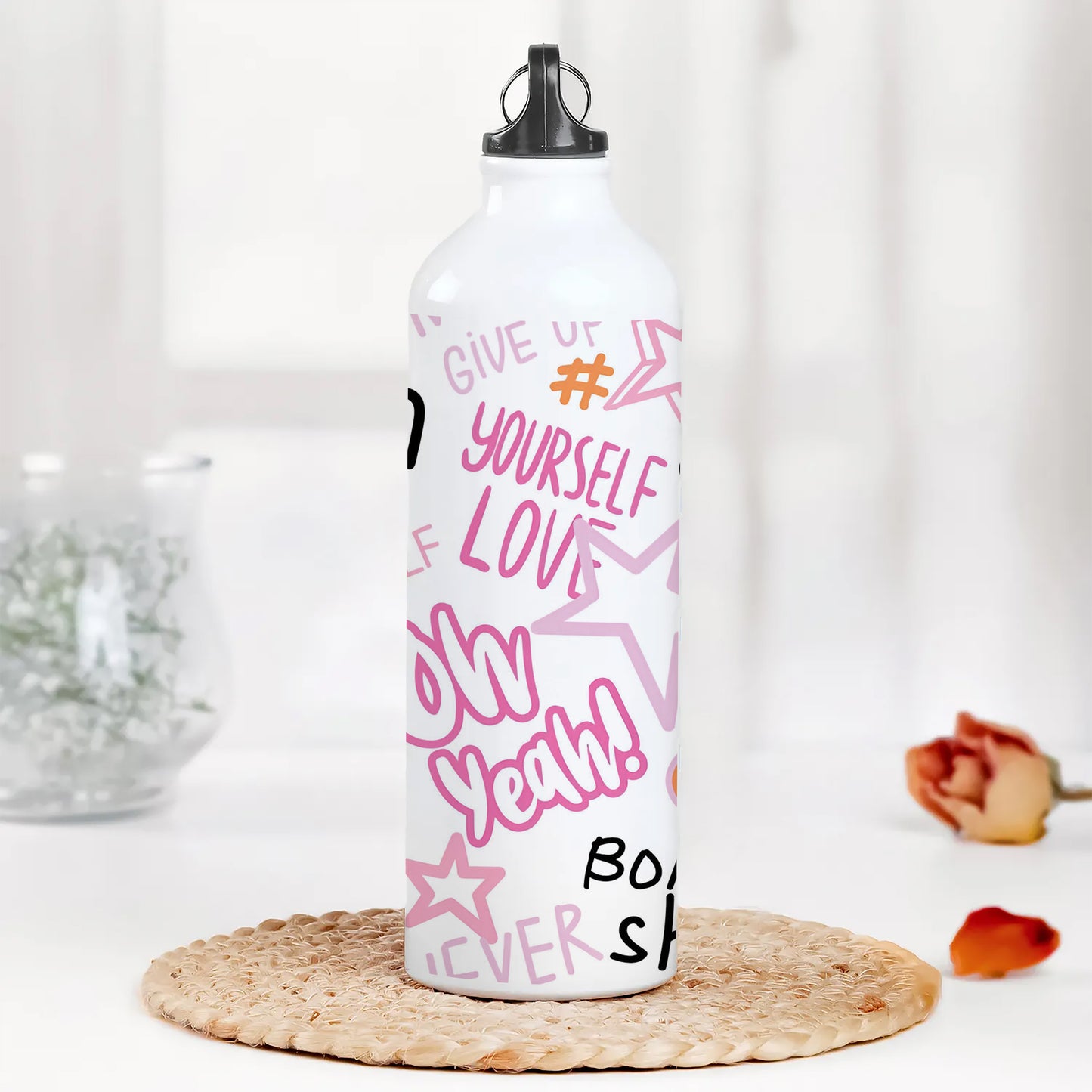 Fashion abstract seamless pattern with graffiti words Printed Normal Sipper Water Bottle 750 ml For Gym, Yoga, Kids, Boys, Girls, Brother, Sister, Babies, Baby, Workout, Adults